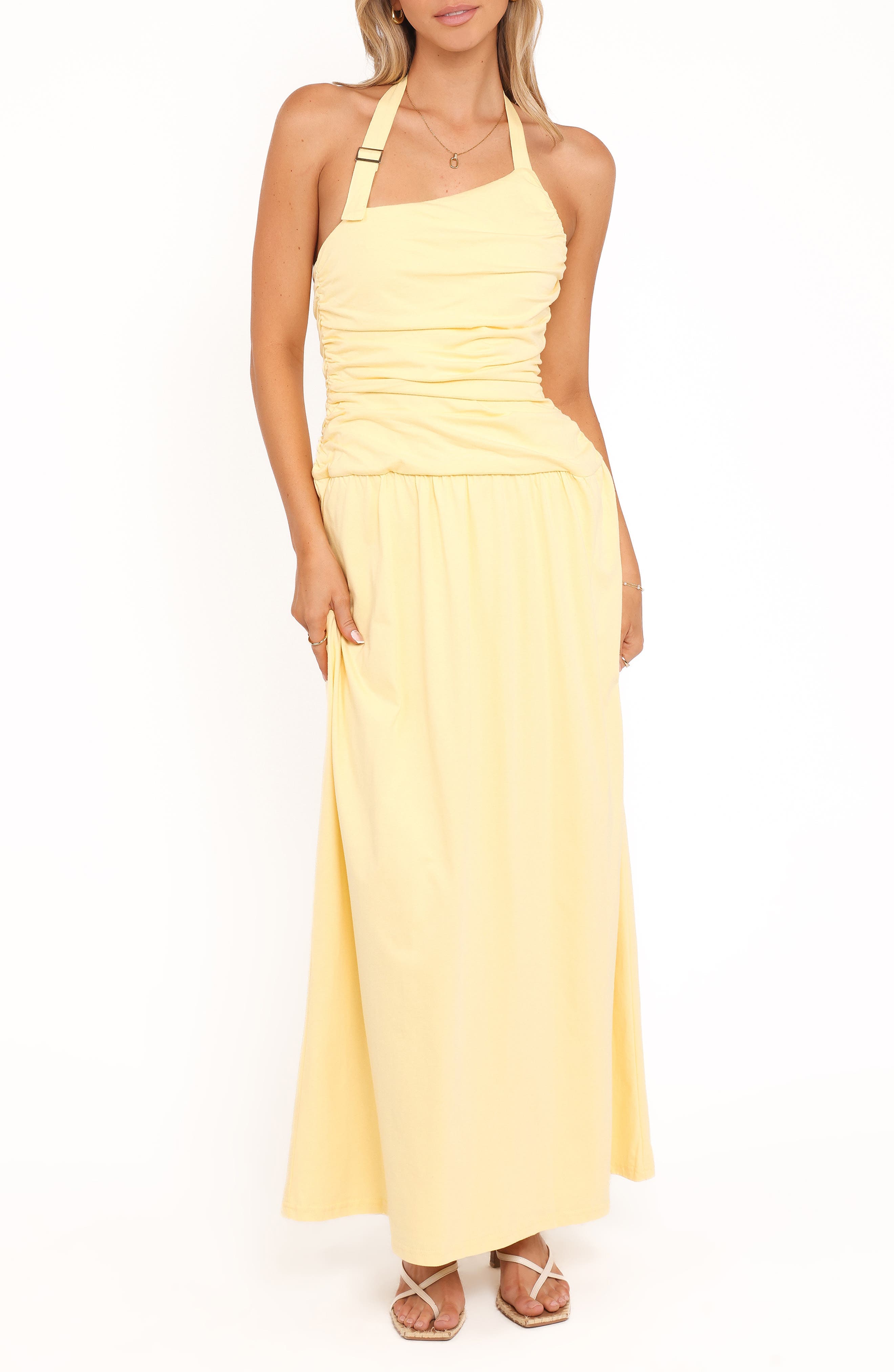 Emalia Asymmetric Halter Cotton Maxi Dress - image 1