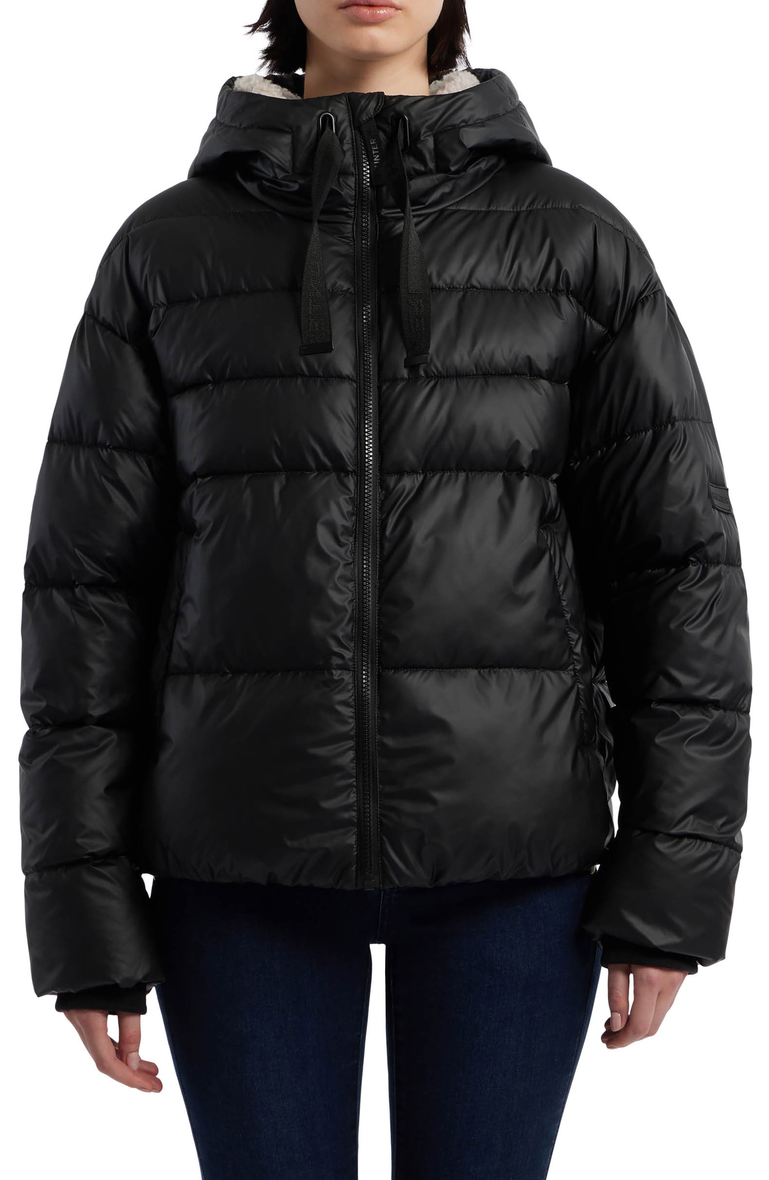 Admiral Water Repellent Faux Shearling Lined Hooded Crop Puffer Jacket - image 1