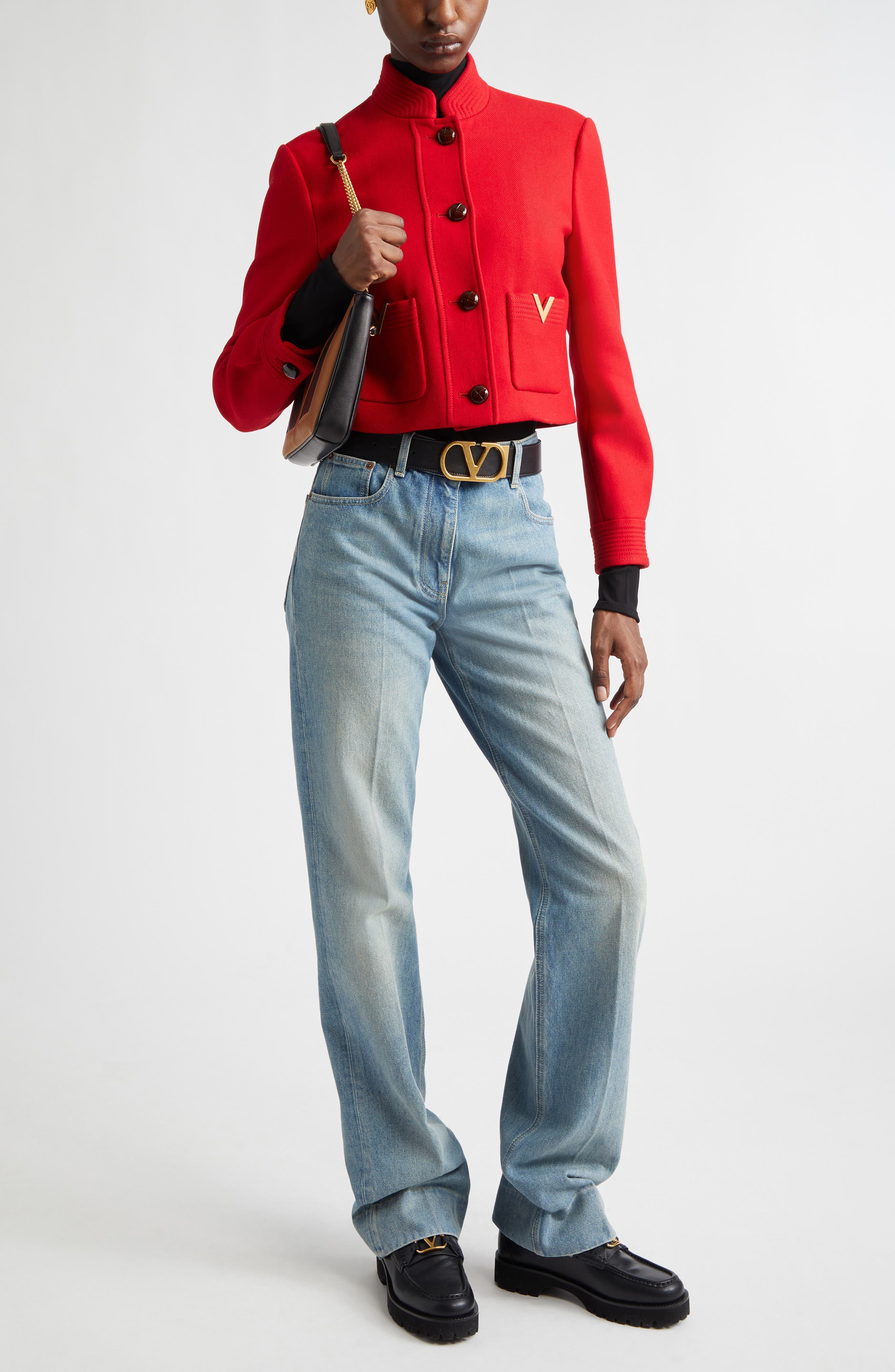 V-Detail Wool & Silk Double Drill Jacket - image 2