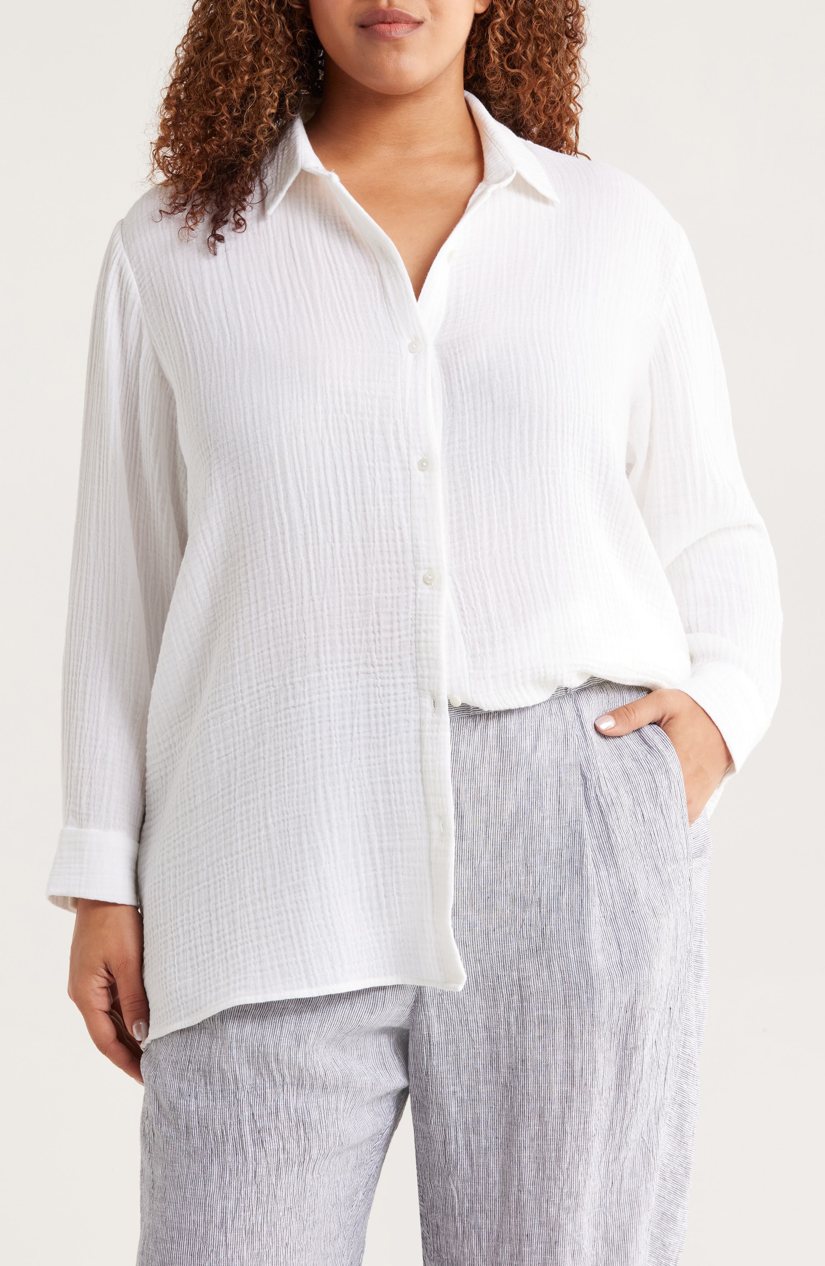 Classic Collar Easy Organic Cotton Button-Up Shirt - image 1