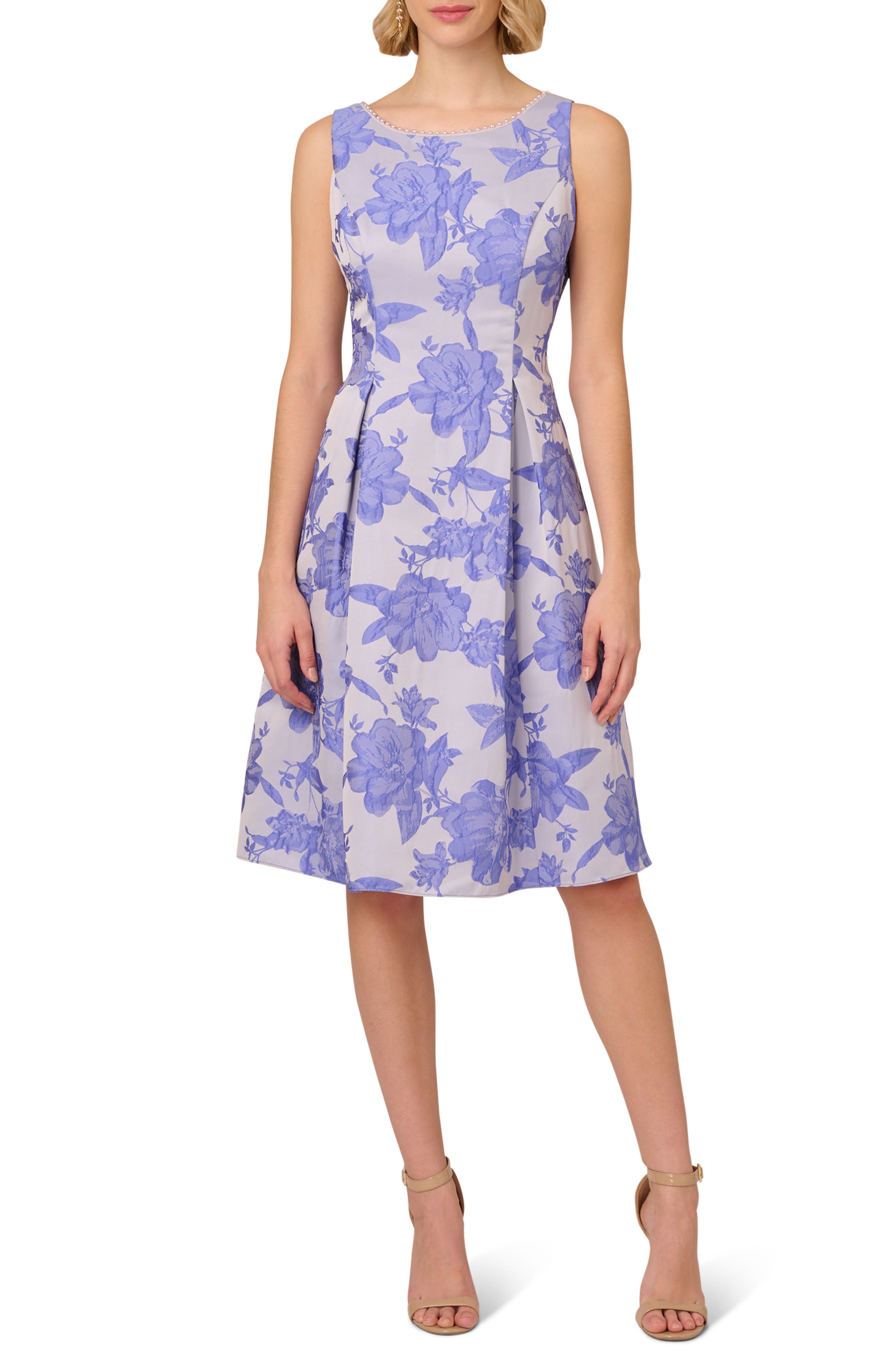 Floral Jacquard A-Line Dress - image 1