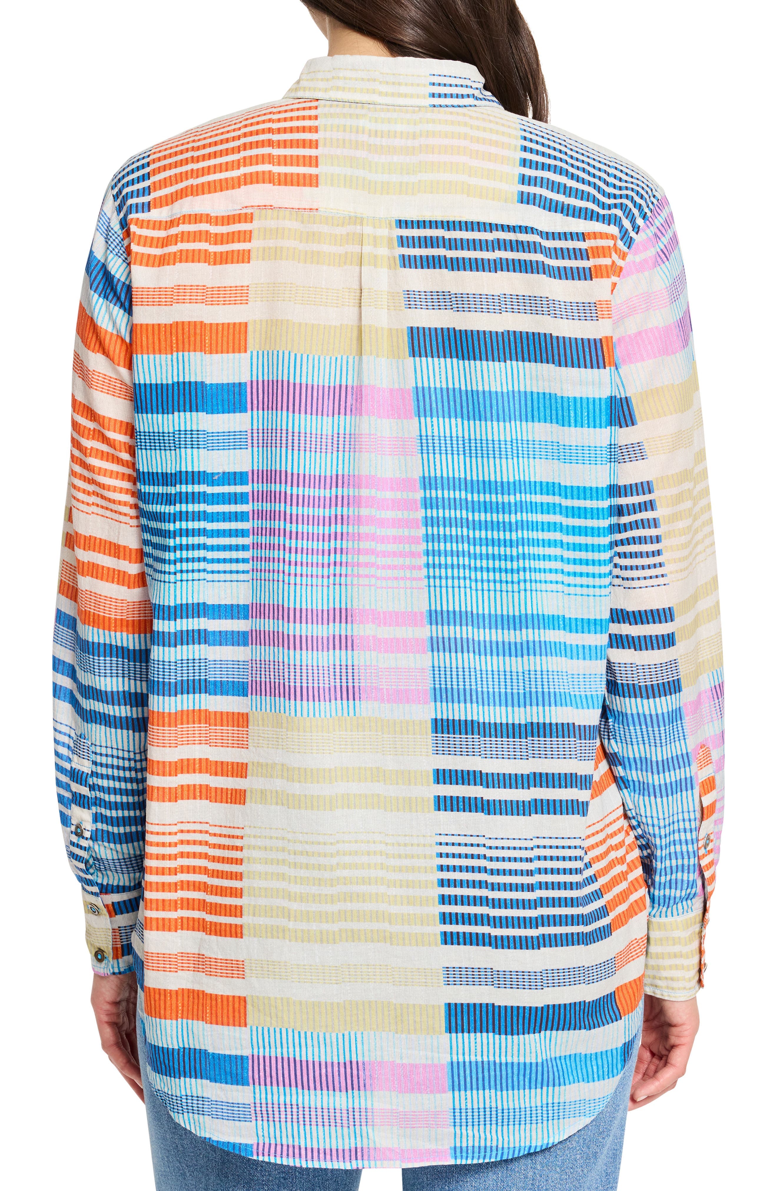 Sunset Stripe Cotton Button-Up Shirt - image 2