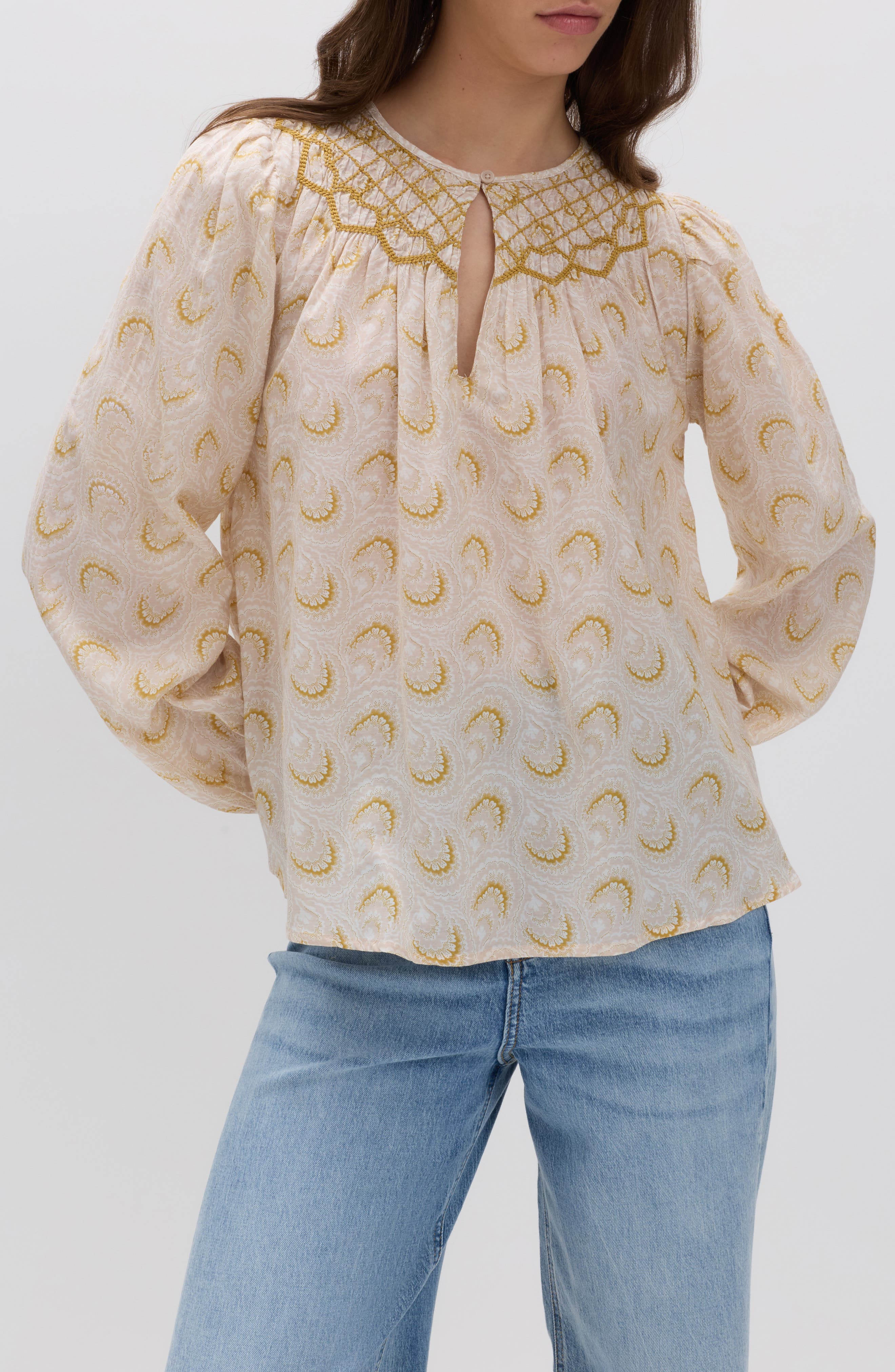 Embroidered Yoke Blouse - image 1