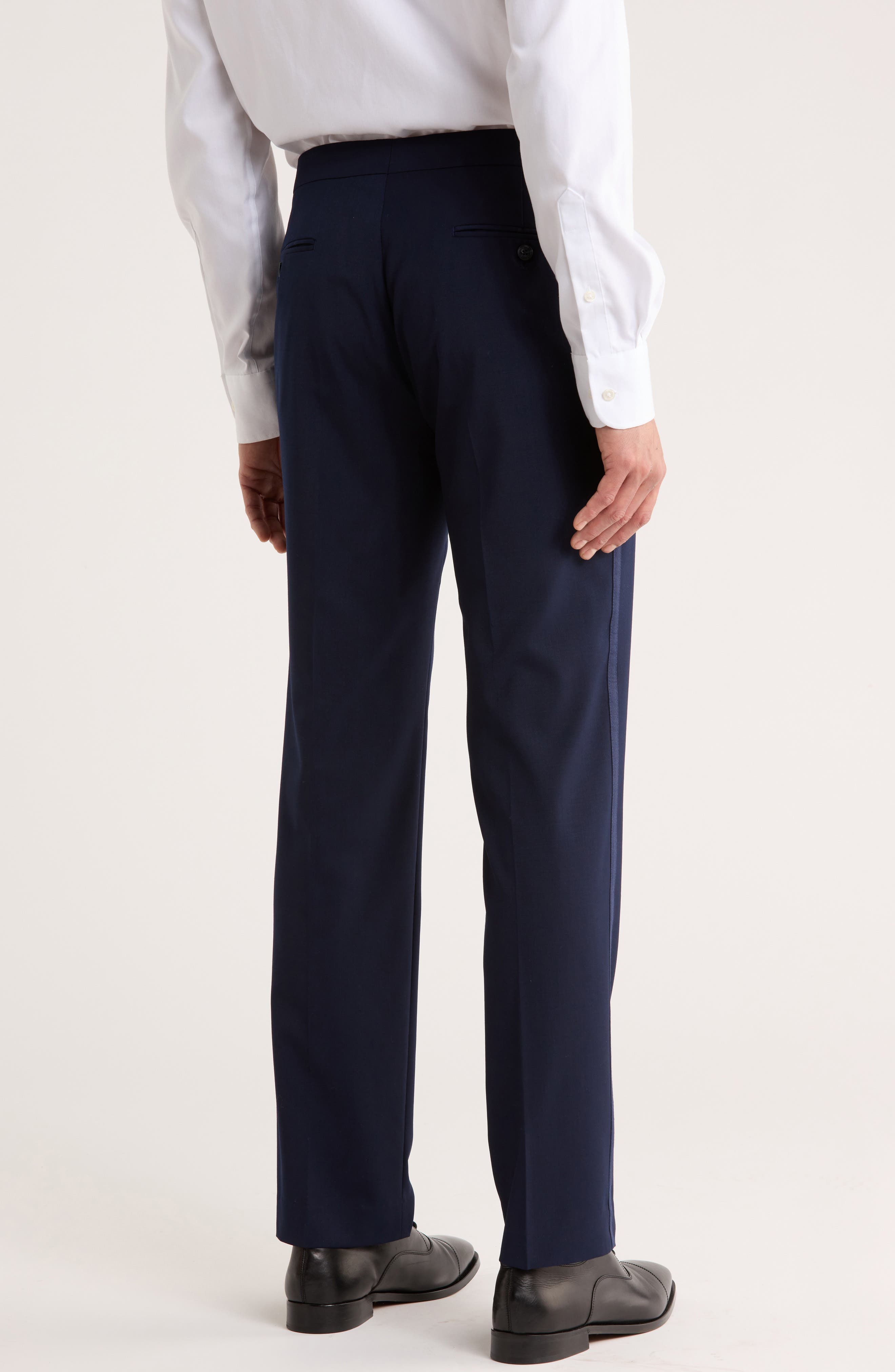 Flat Front Wool Blend Tuxedo Pants - image 2