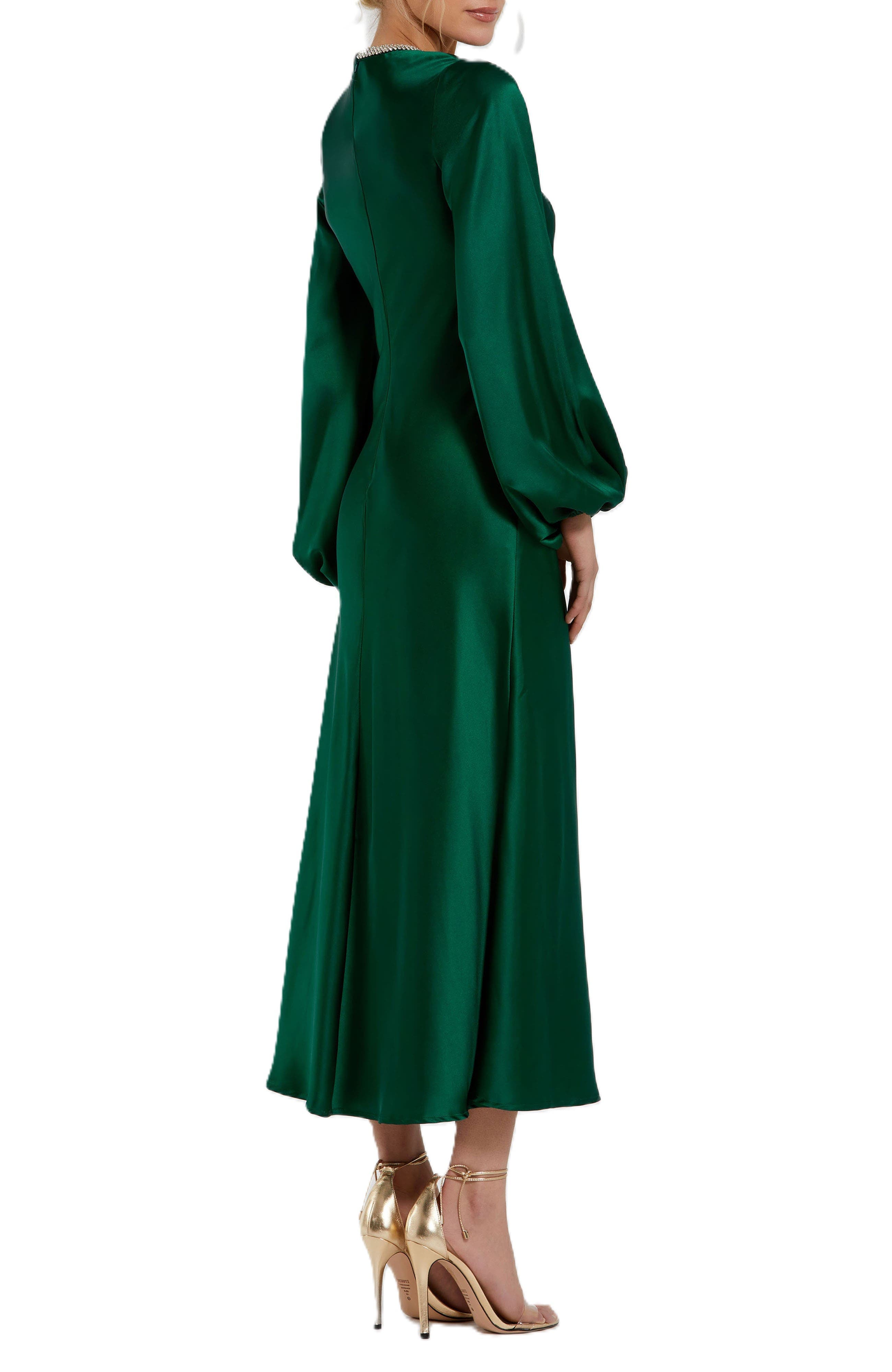High Neck Long Sleeve Crystal Detail Dress - image 2