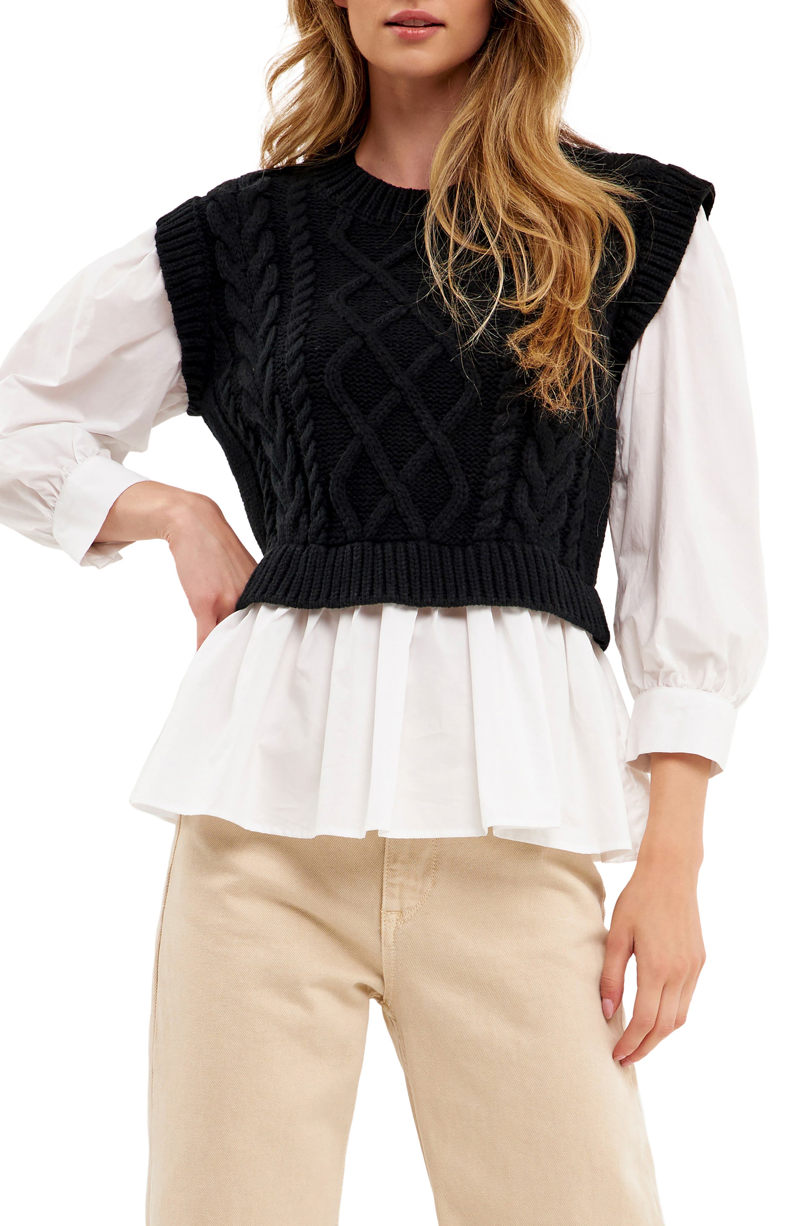 Mixed Media Cable Sweater - image 1