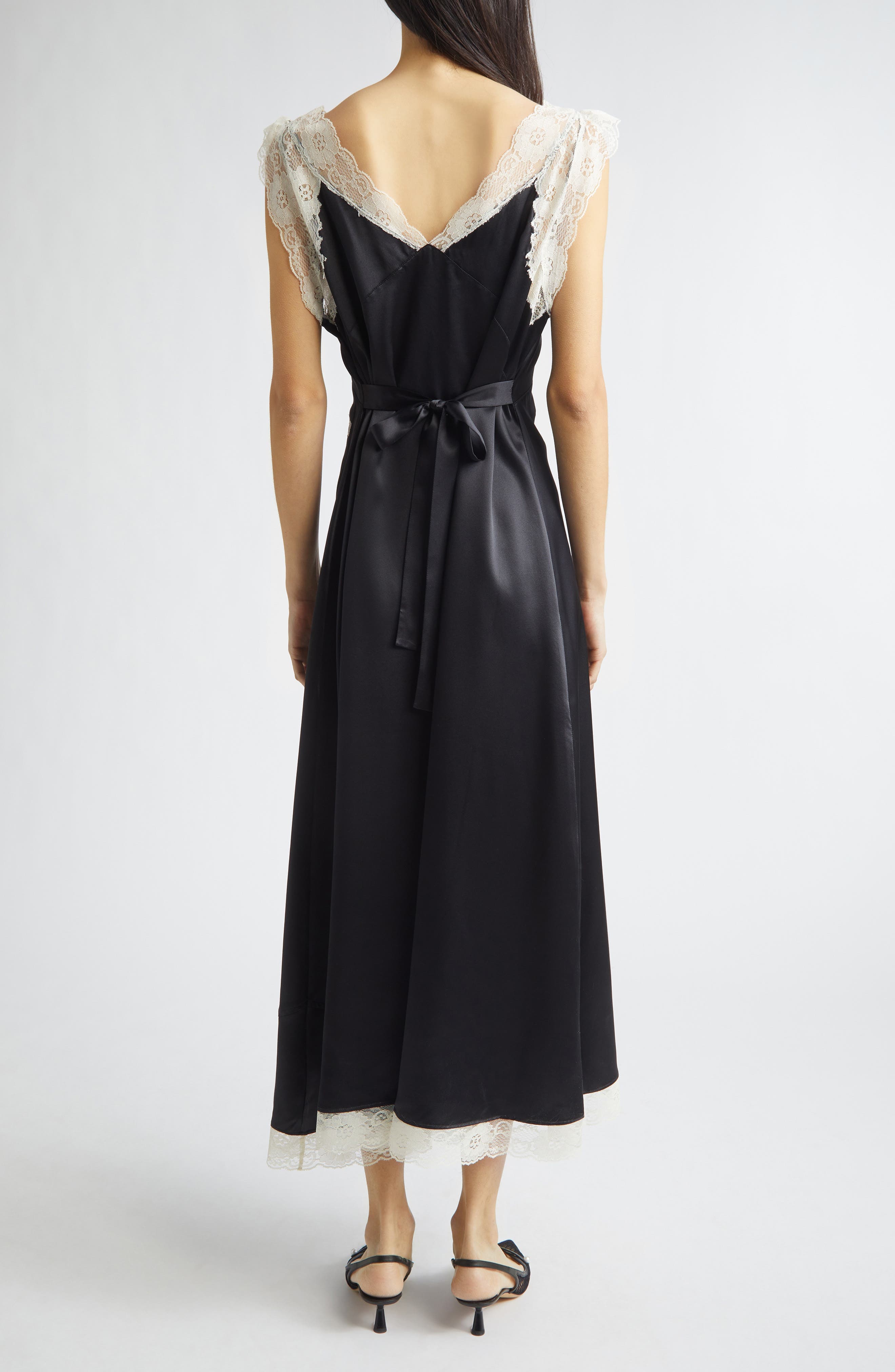 Gender Inclusive Irene Lace Trim Silk Charmeuse Midi Dress - image 2