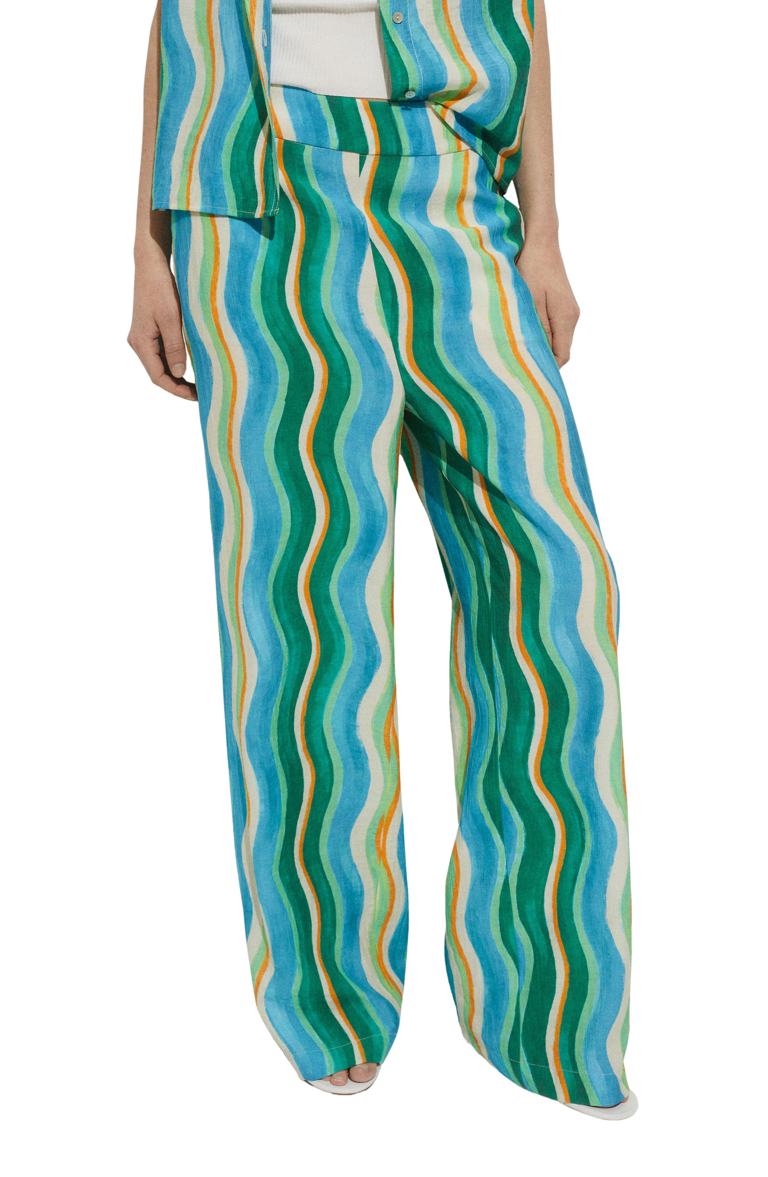 Wavy Print Wide Leg Pants - image 1