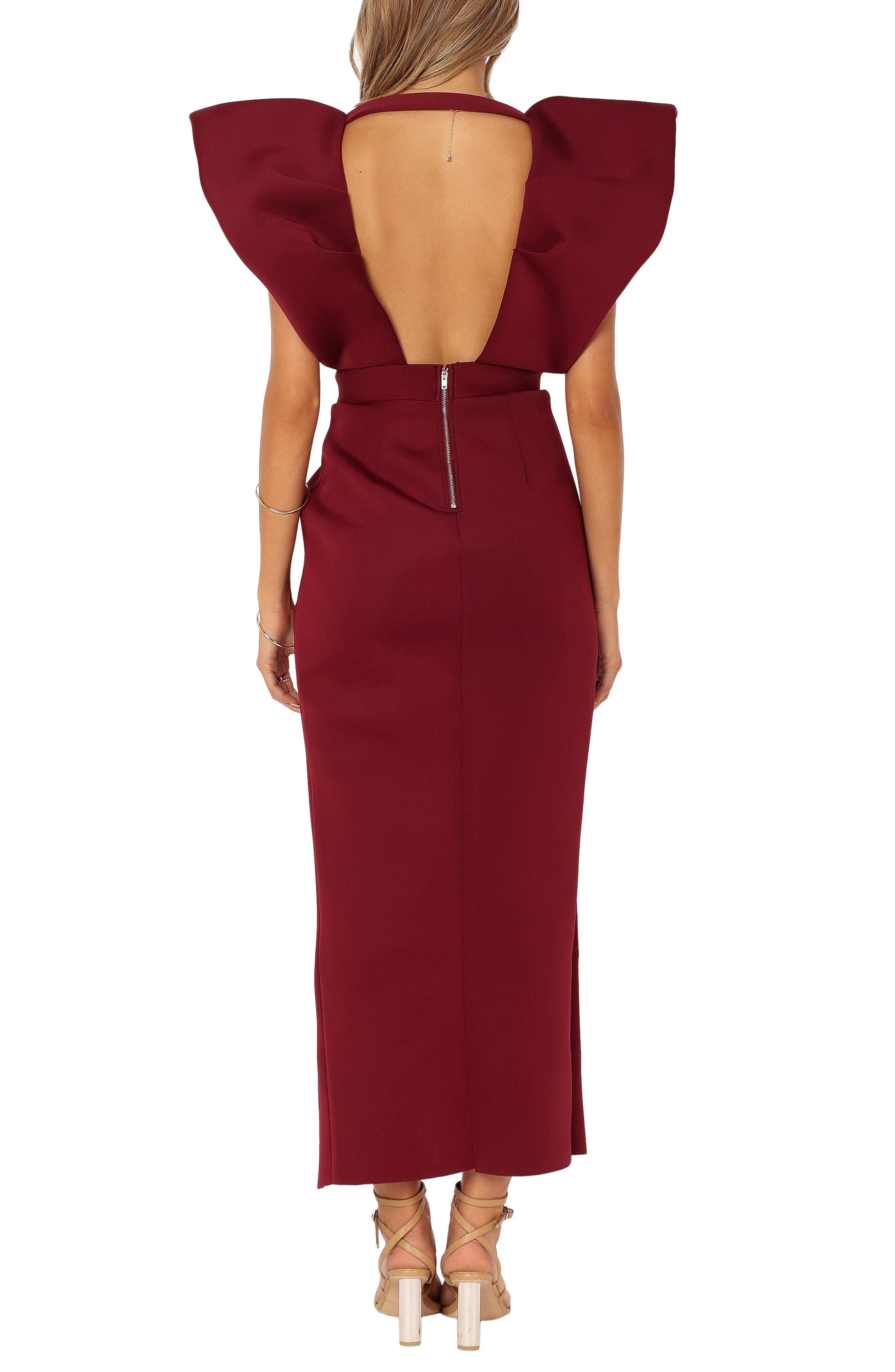 Augie Frill Shoulder Plunge Neck Dress - image 2