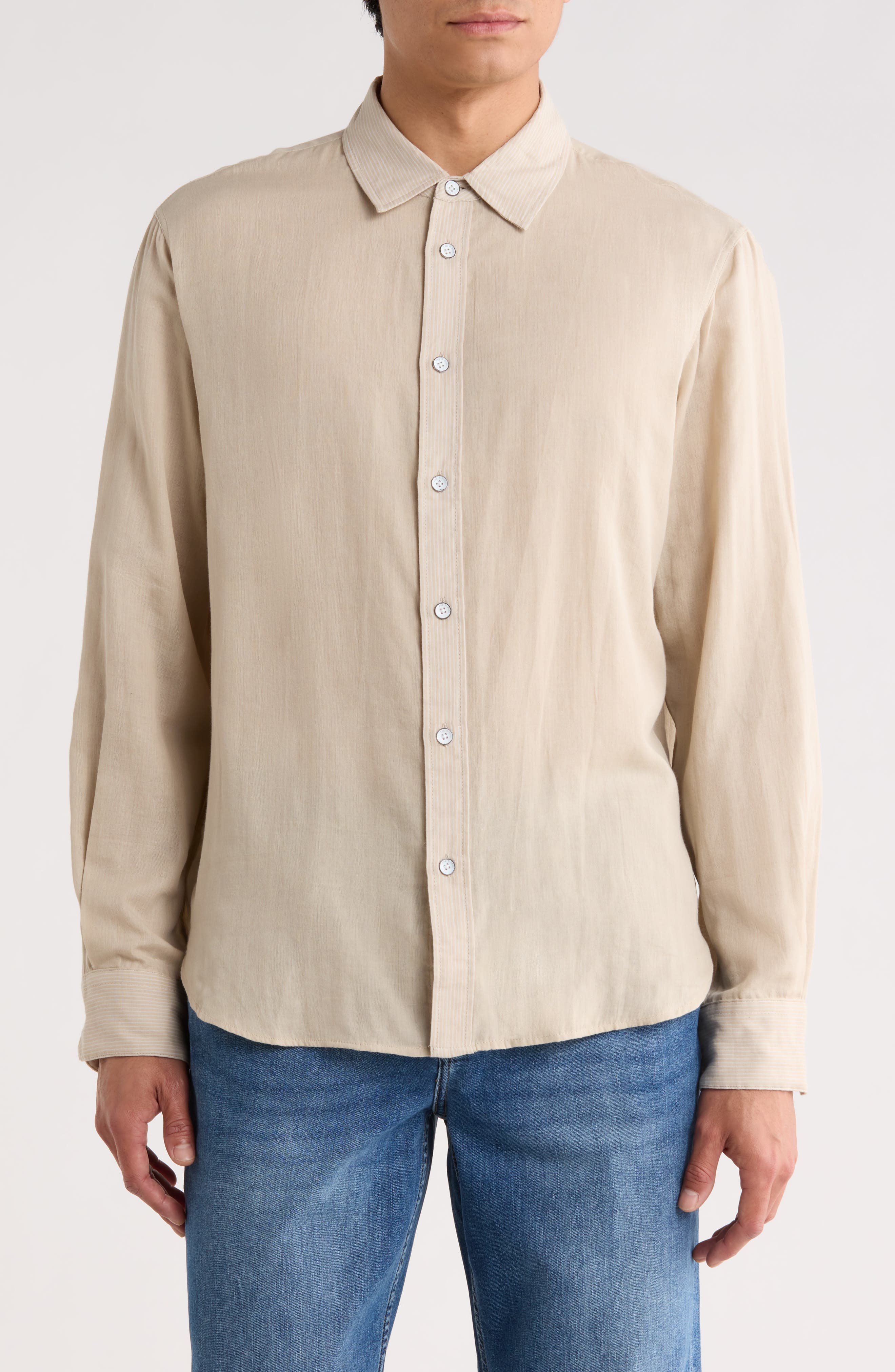Finch Stripe Gauze Button-Up Shirt - image 1