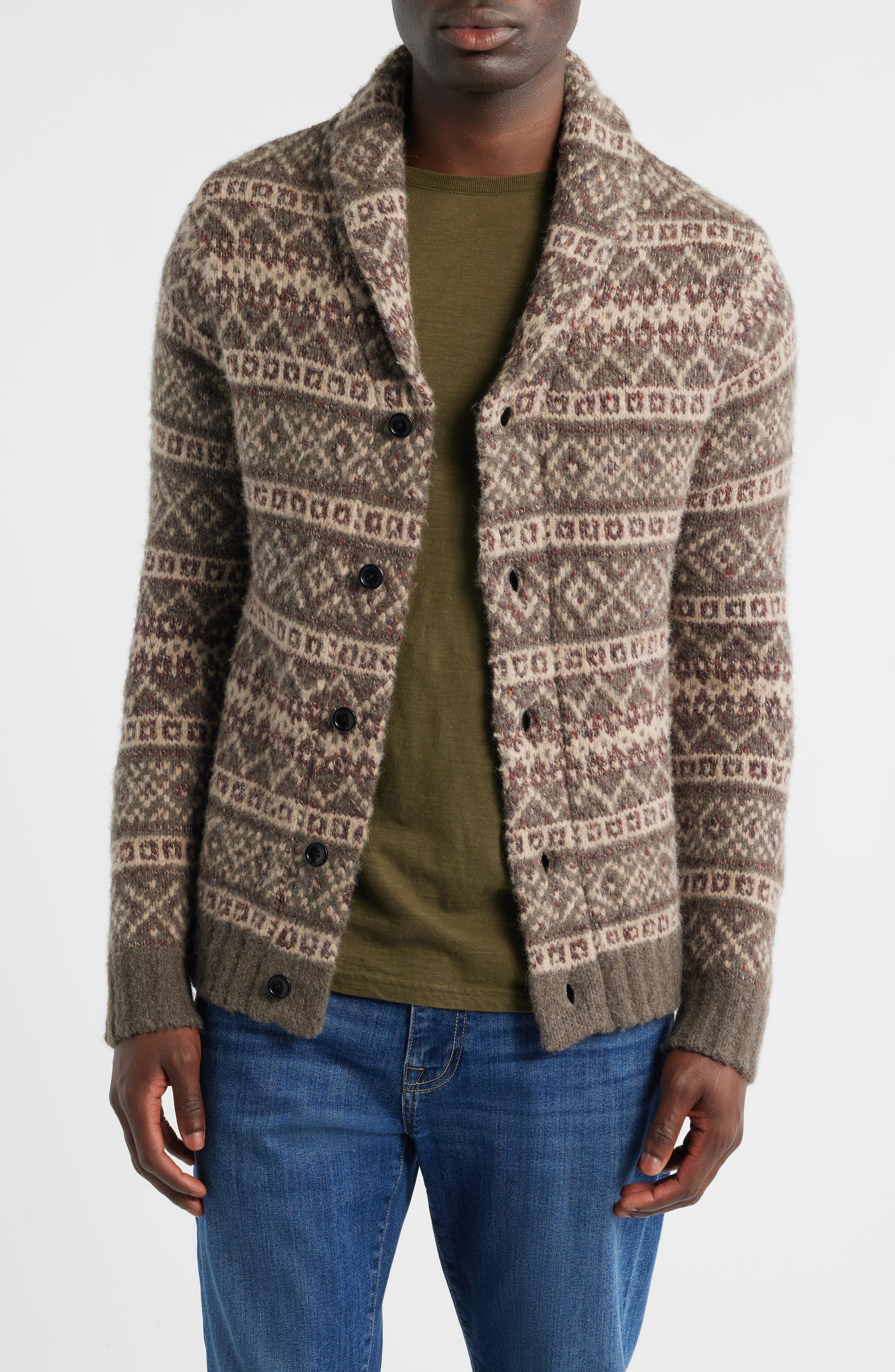 Kallio Fair Isle Merino Wool Blend Cardigan - image 1