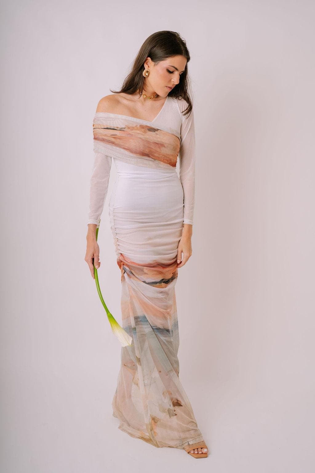 Bajareque One-Shoulder Mesh Dress - image 1