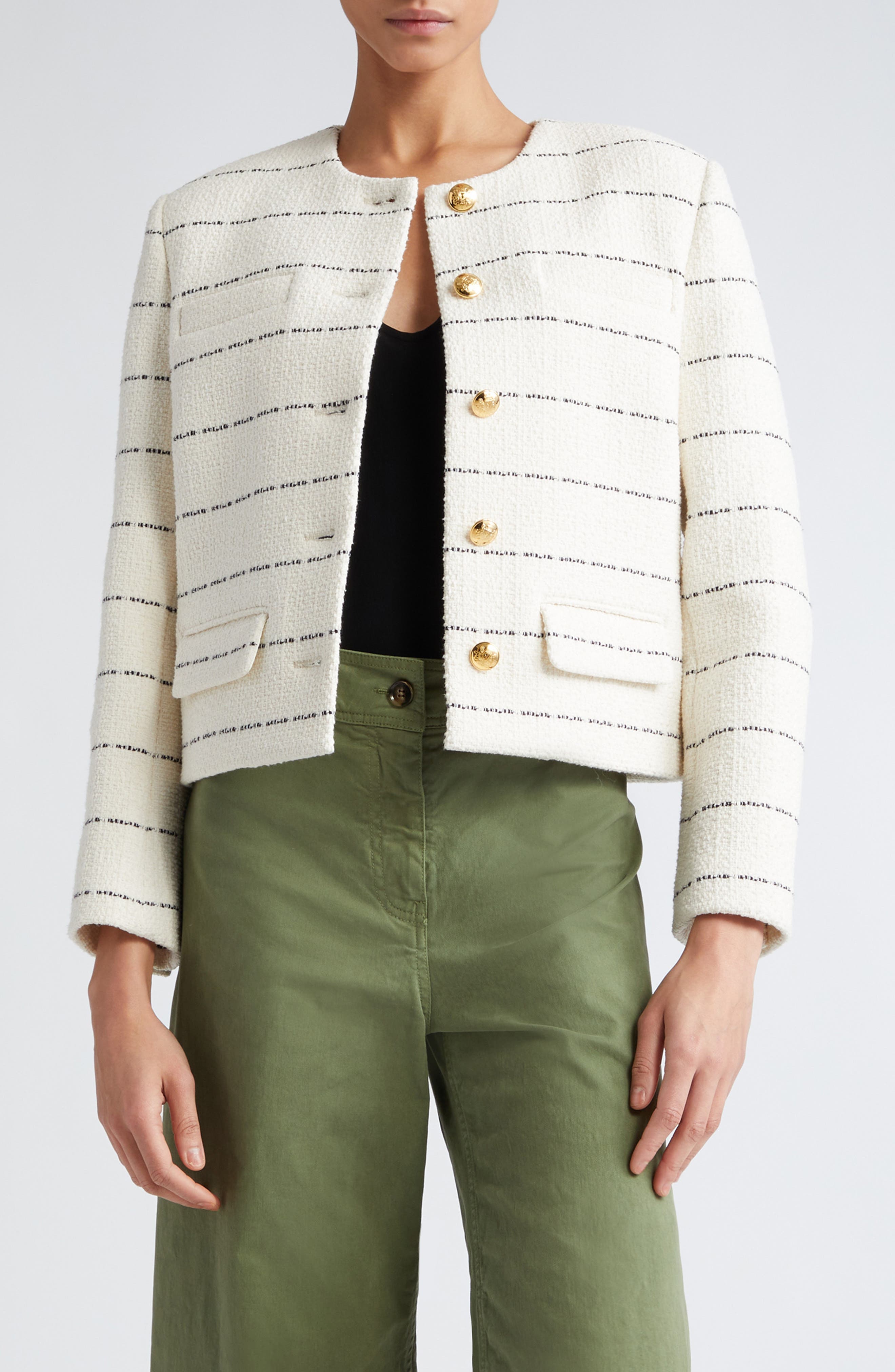 Paige Stripe Cotton Blend Jacket - image 1