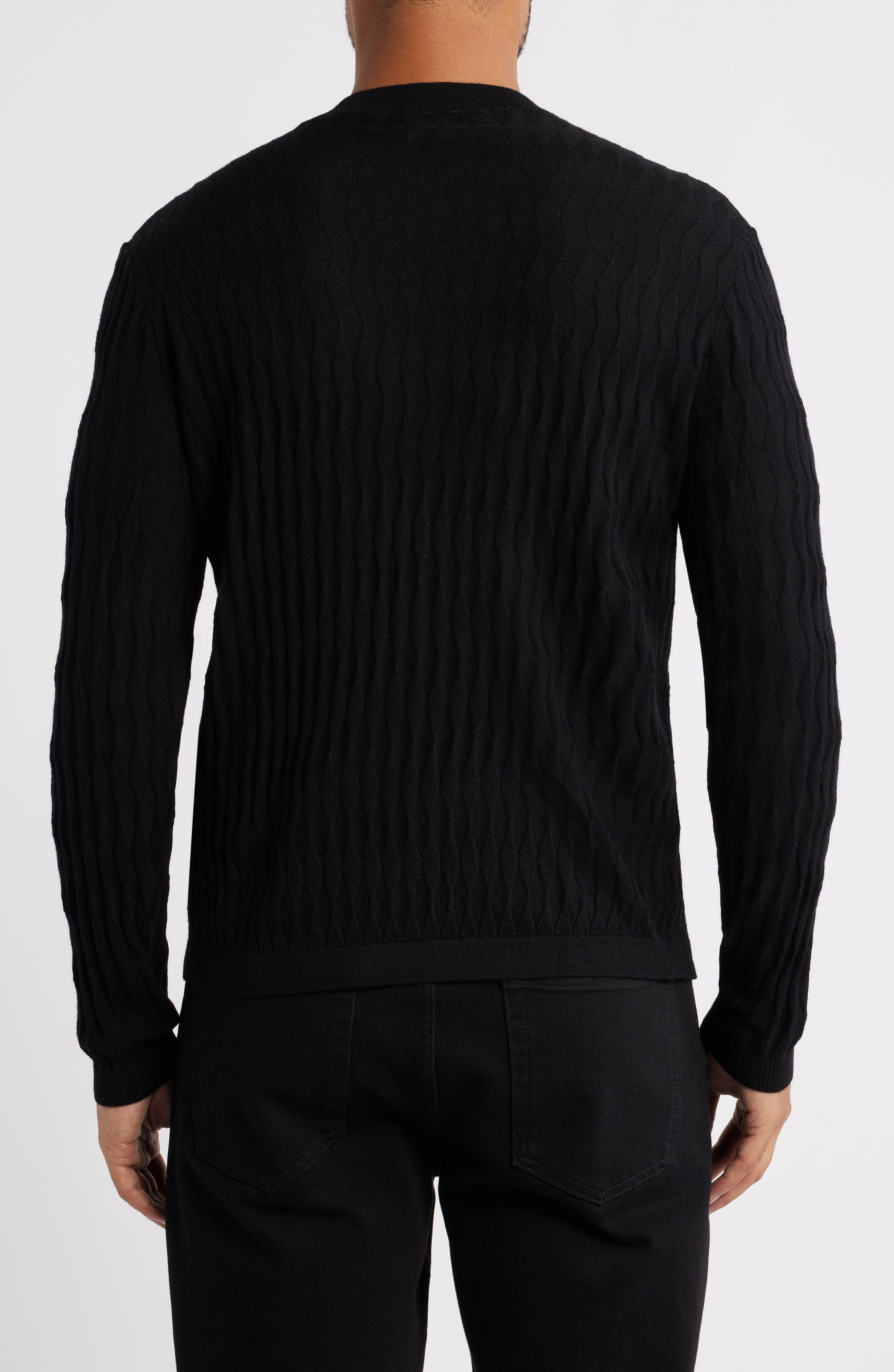 Tonal Diamond Wool Sweater - image 2