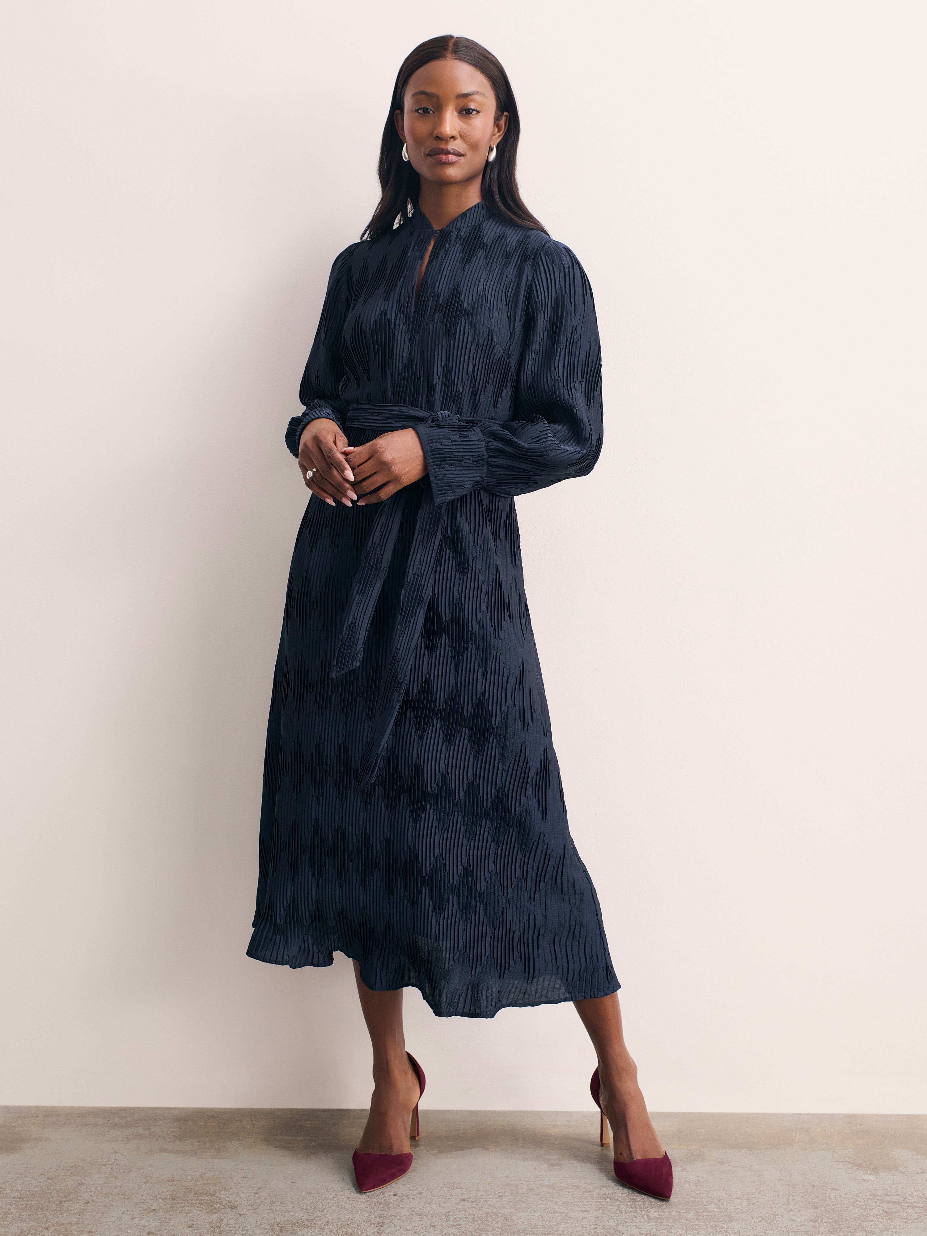 Aurellie Long Sleeve Tie Waist Dress - image 1