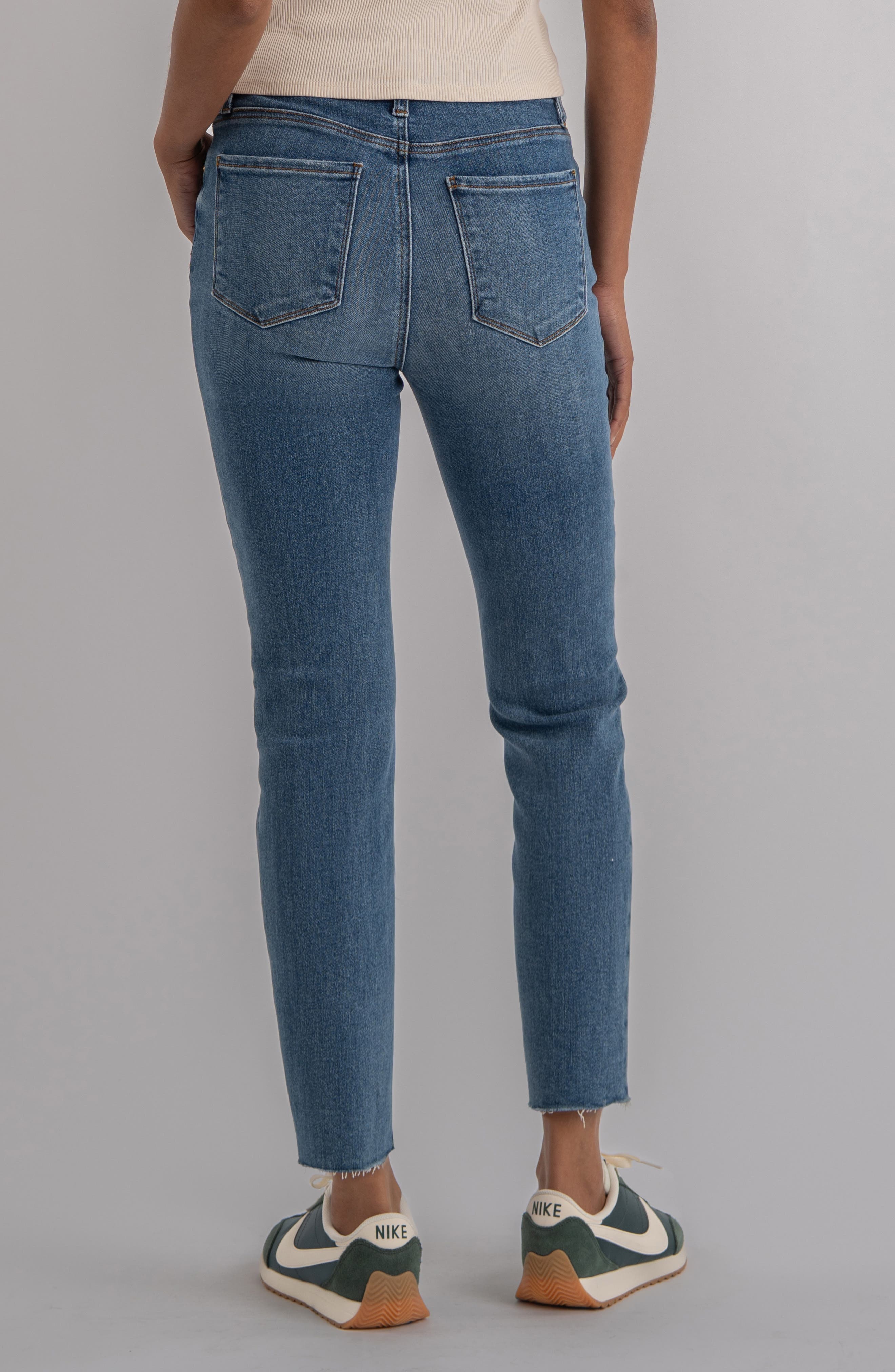 Reese Fab Ab Raw Hem High Waist Ankle Slim Straight Leg Jeans - image 2