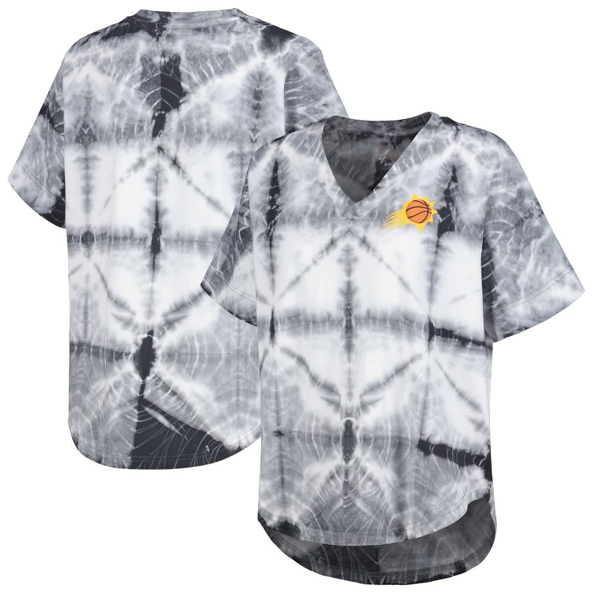 Women's G-III 4Her by Carl Banks Black Phoenix Suns Tournament Raglan Oversized Tie-Dye V-Neck T-Shirt - image 1