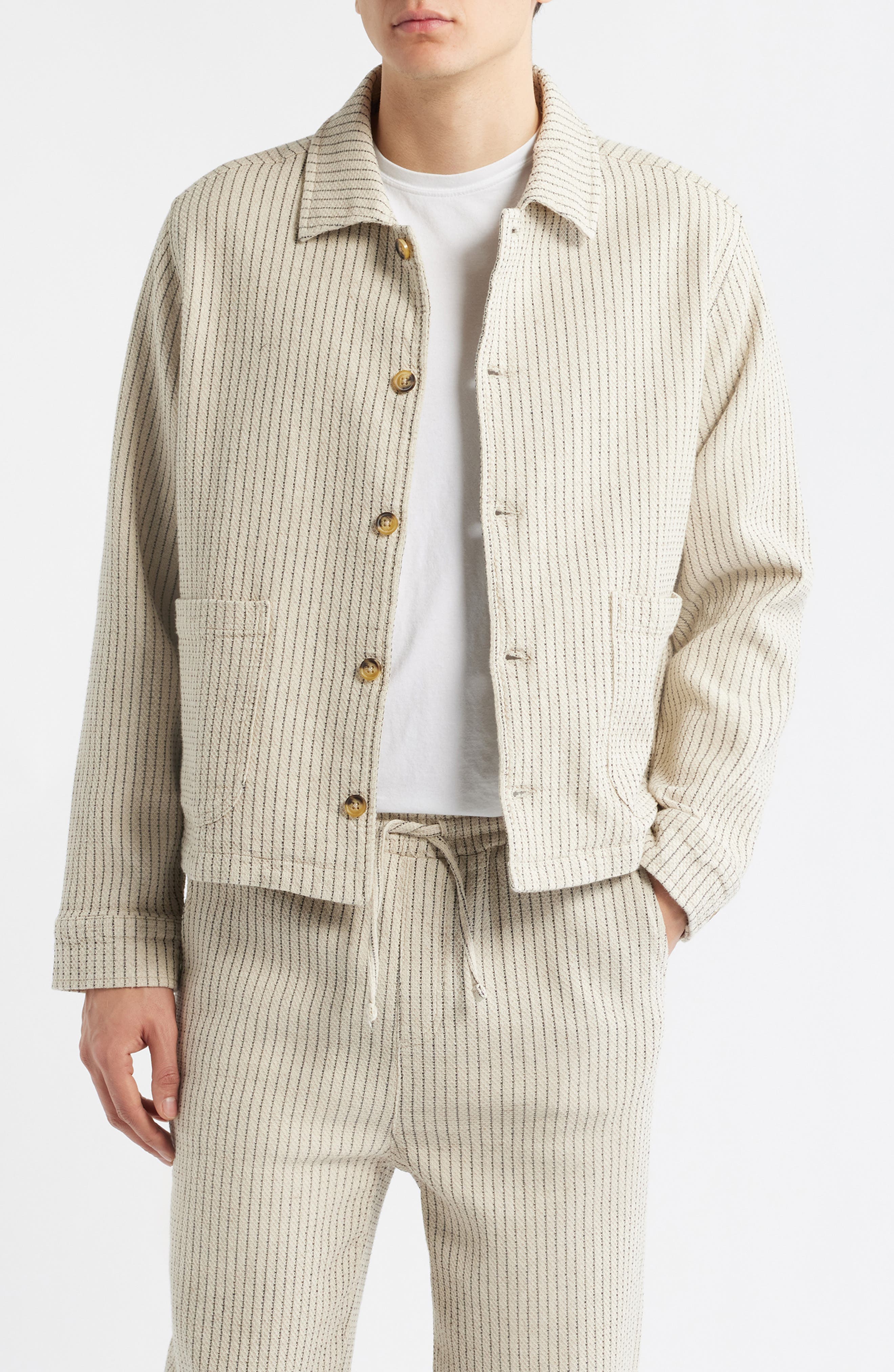 Sorrento Pinstripe Cotton & Linen Button-Up Overshirt - image 3