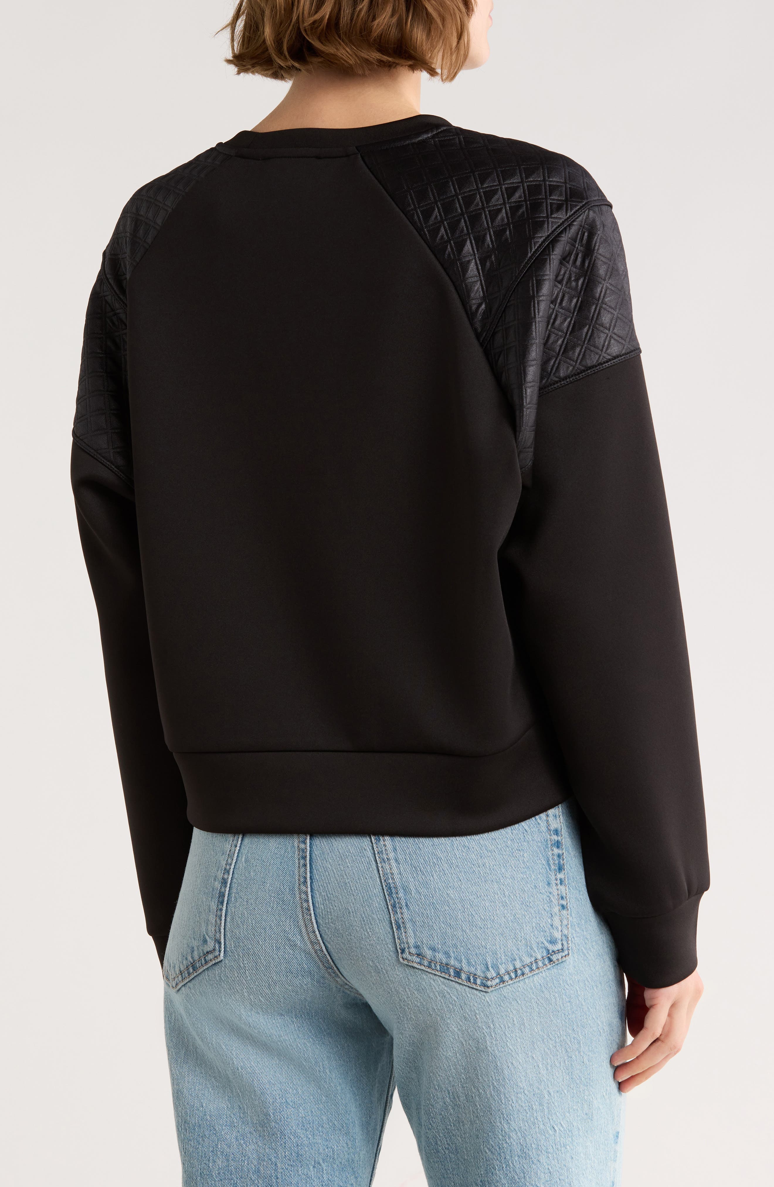 Asymmetrical Zip Quilted Sleeve Pullover - image 2