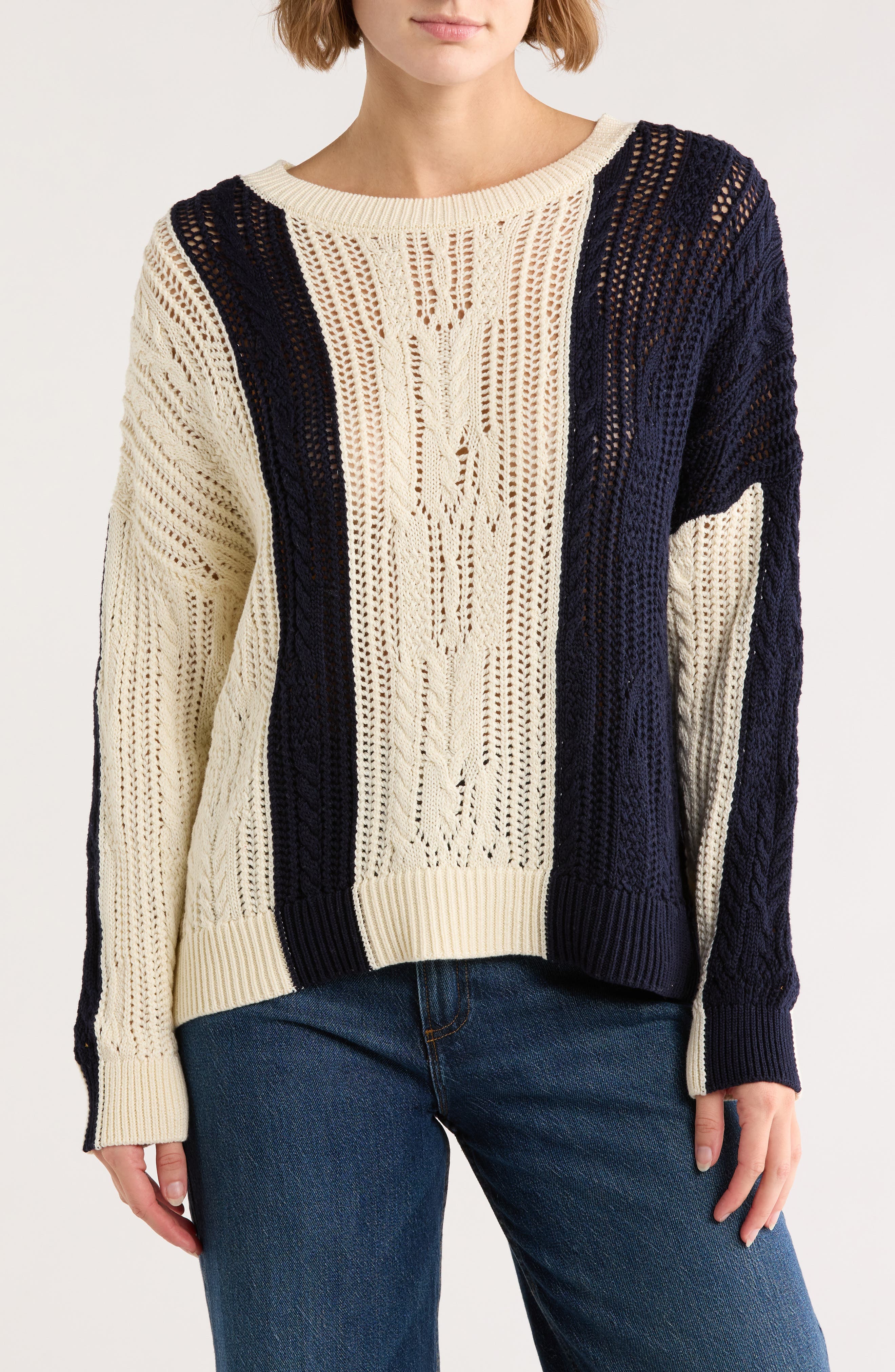 Open Stitch Colorblock Sweater - image 1