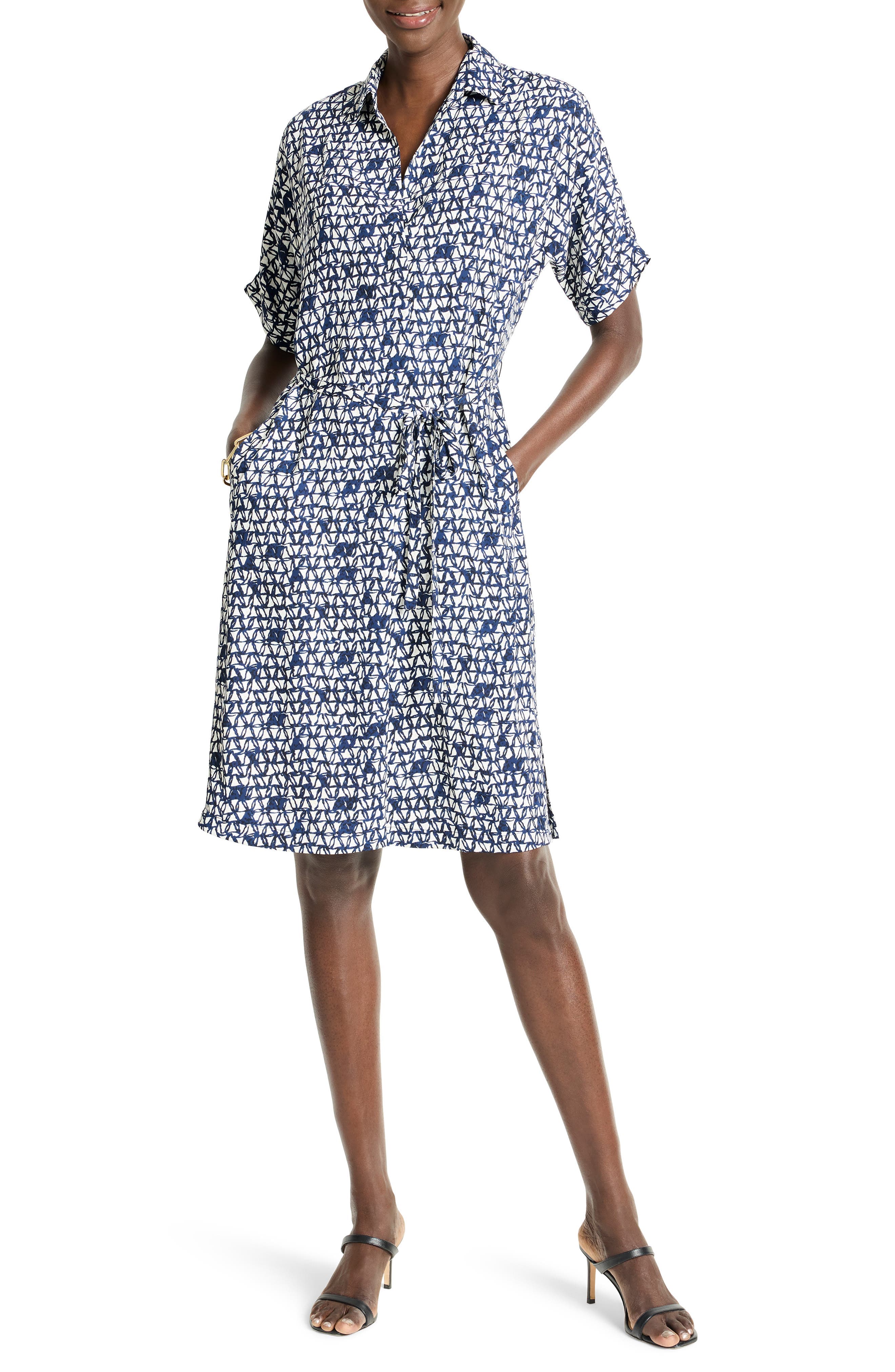 Devon Etched Angles Belted Dress - image 1