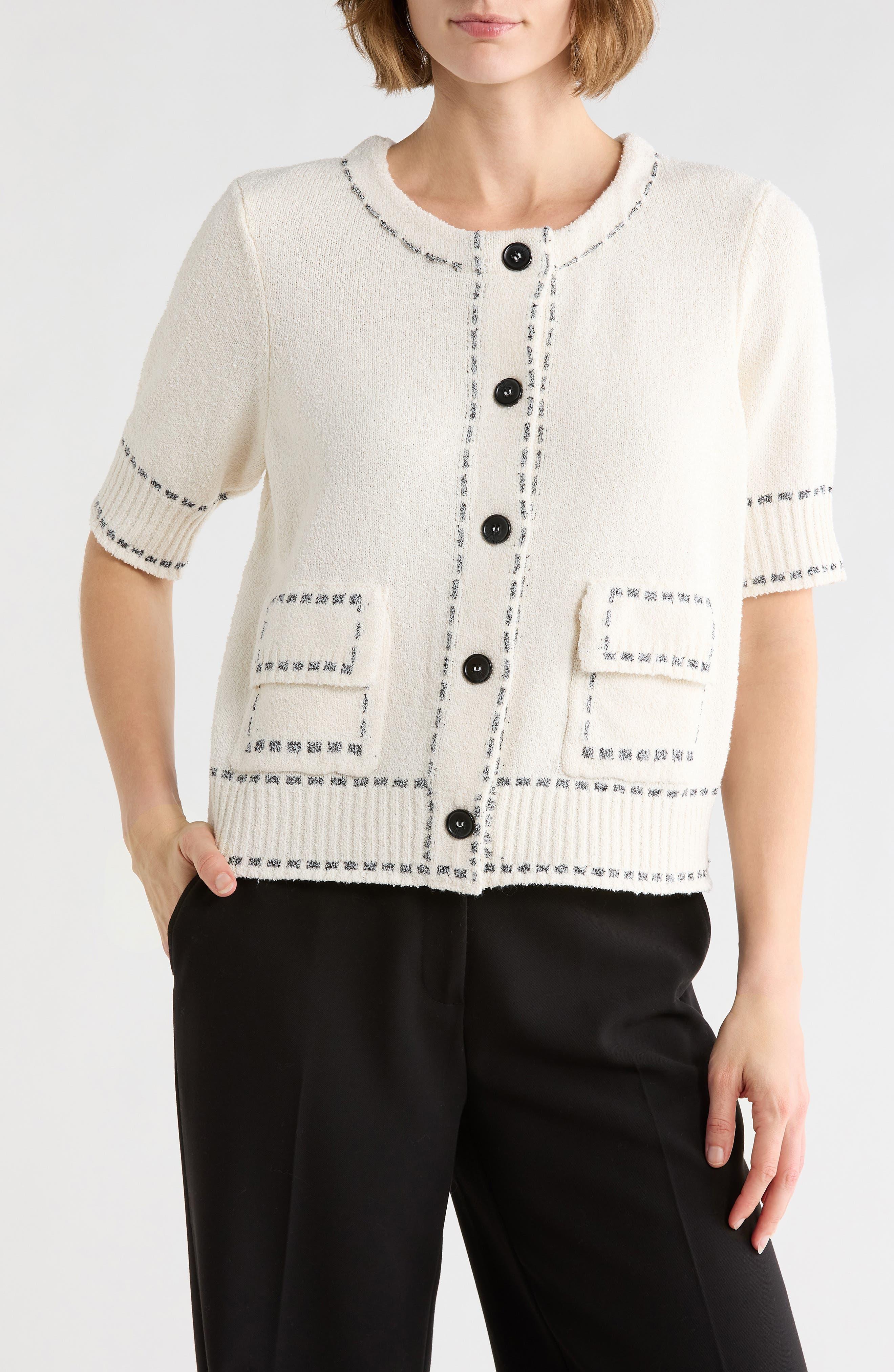 Short Sleeve Knit Cardigan - image 1