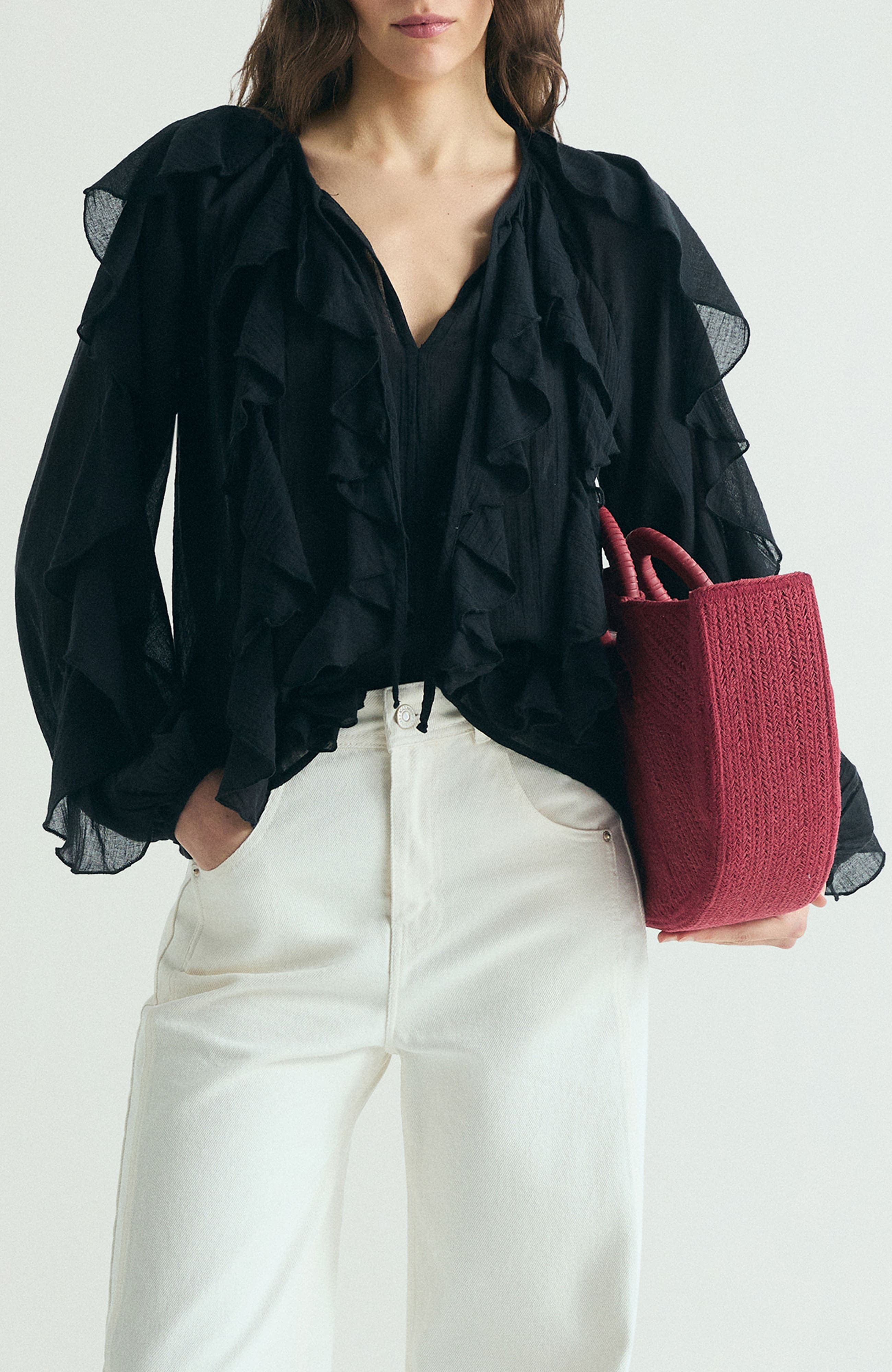 Ruffled Cotton Blouse - image 1