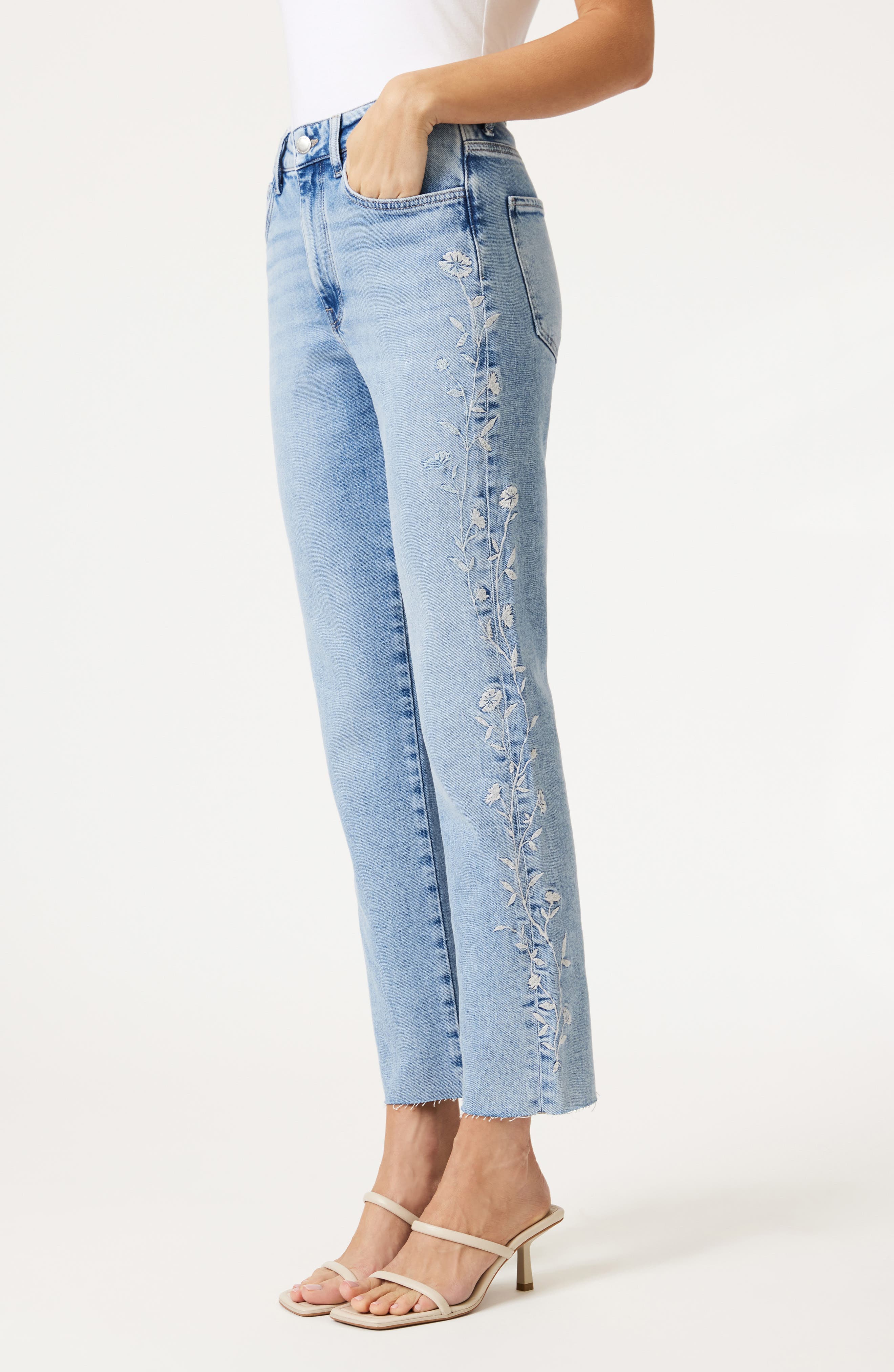 New York Embroidered Ankle Straight Leg Jeans - image 1