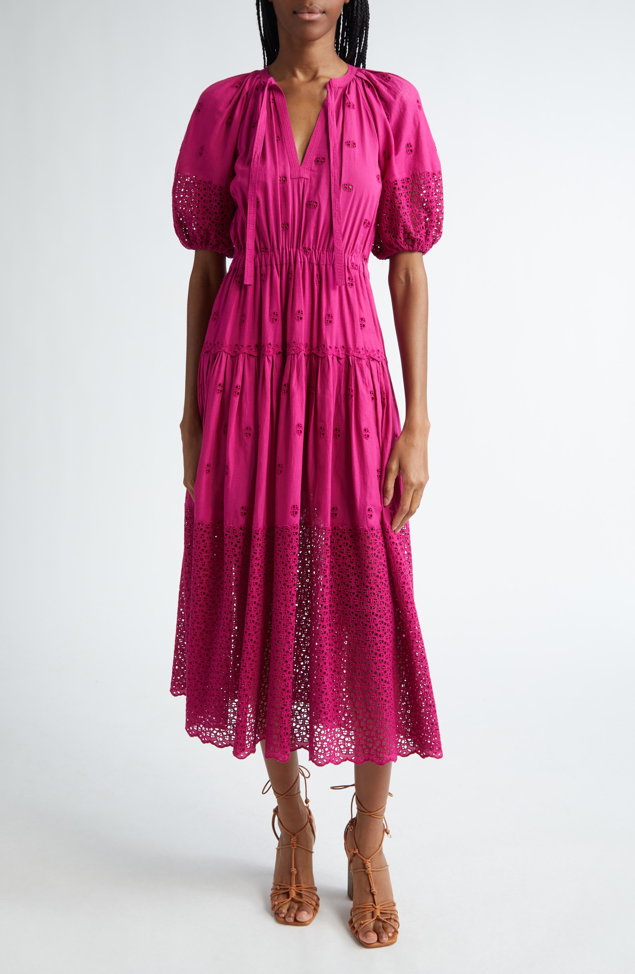 Nova Eyelet Puff Sleeve Dress - image 1