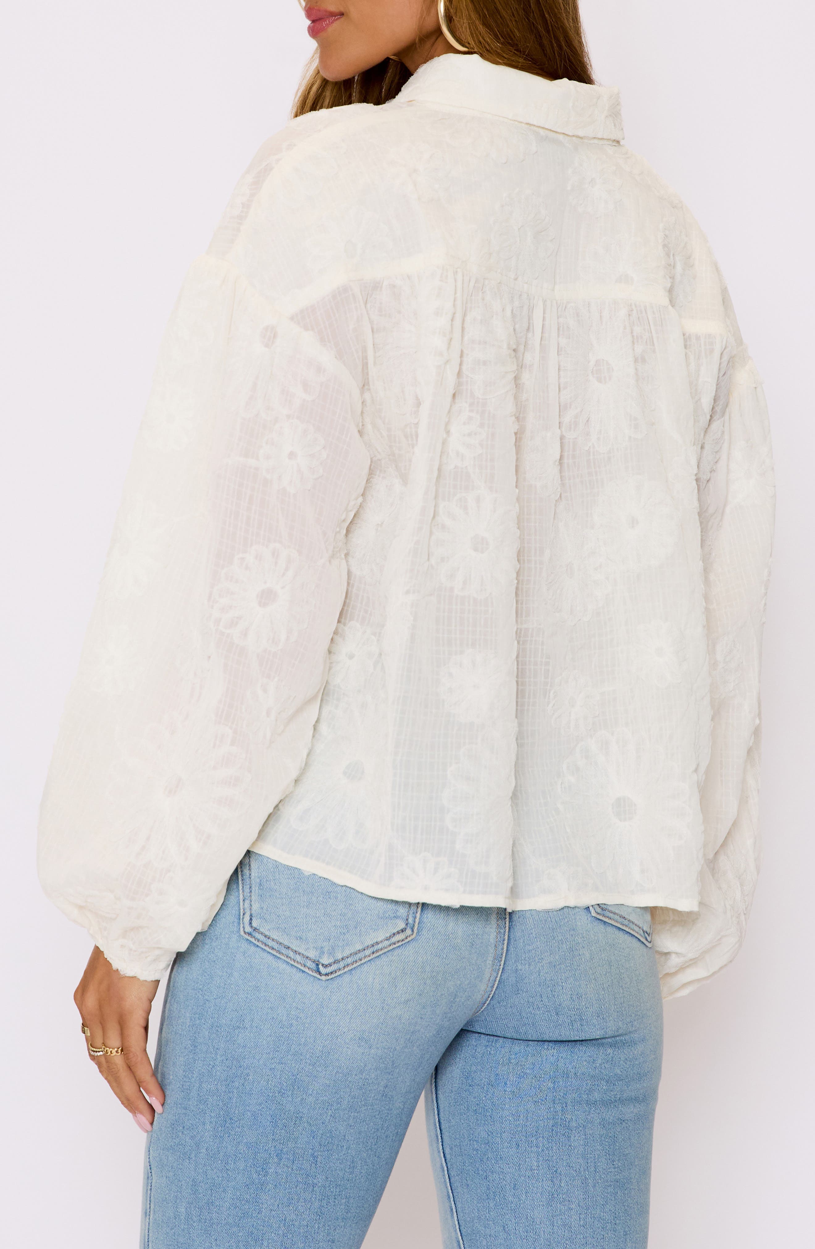 Marley Floral Jacquard Long Sleeve Button-Up Shirt - image 2