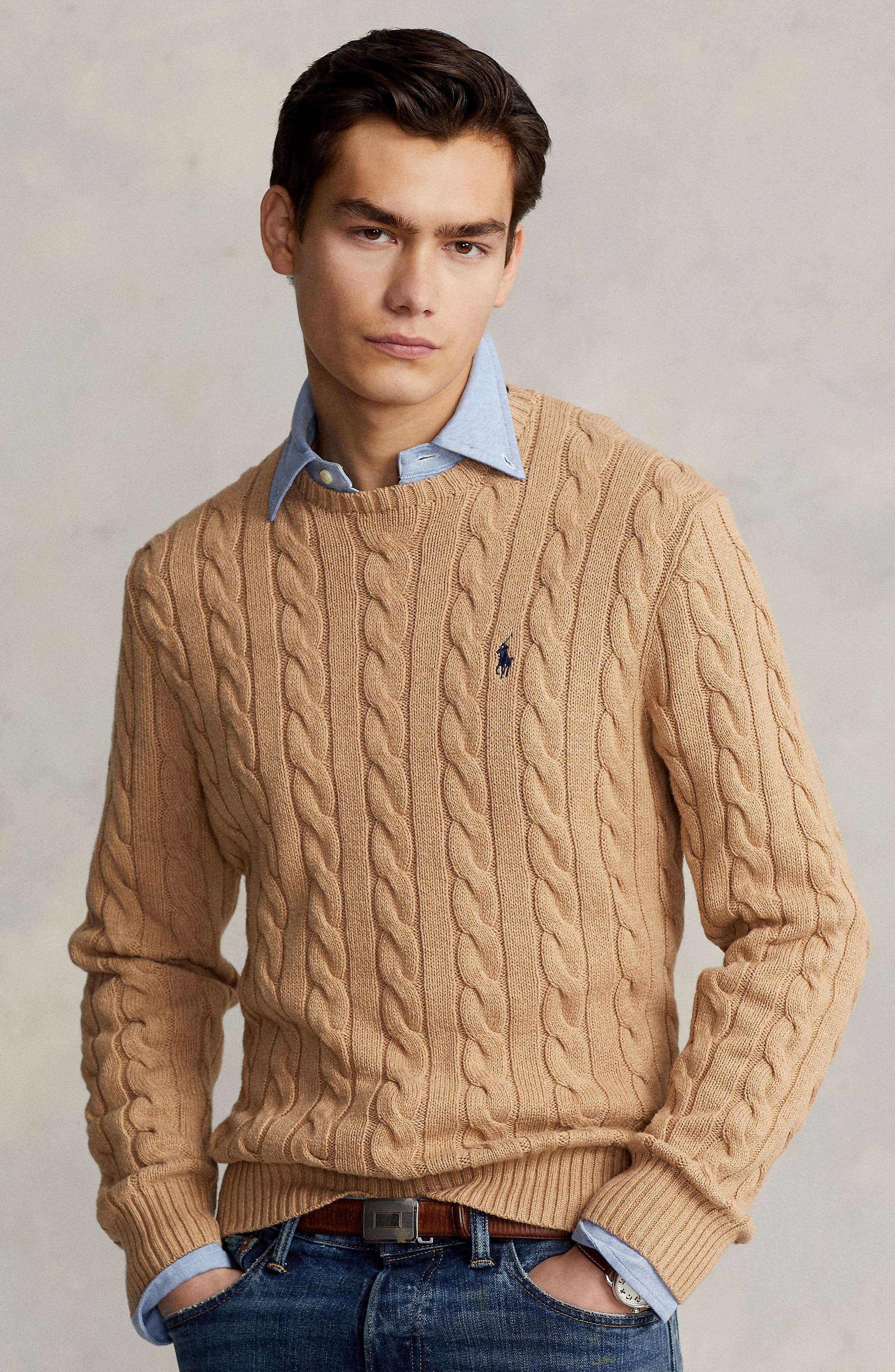 Cable Knit Cotton Crewneck Sweater - image 2