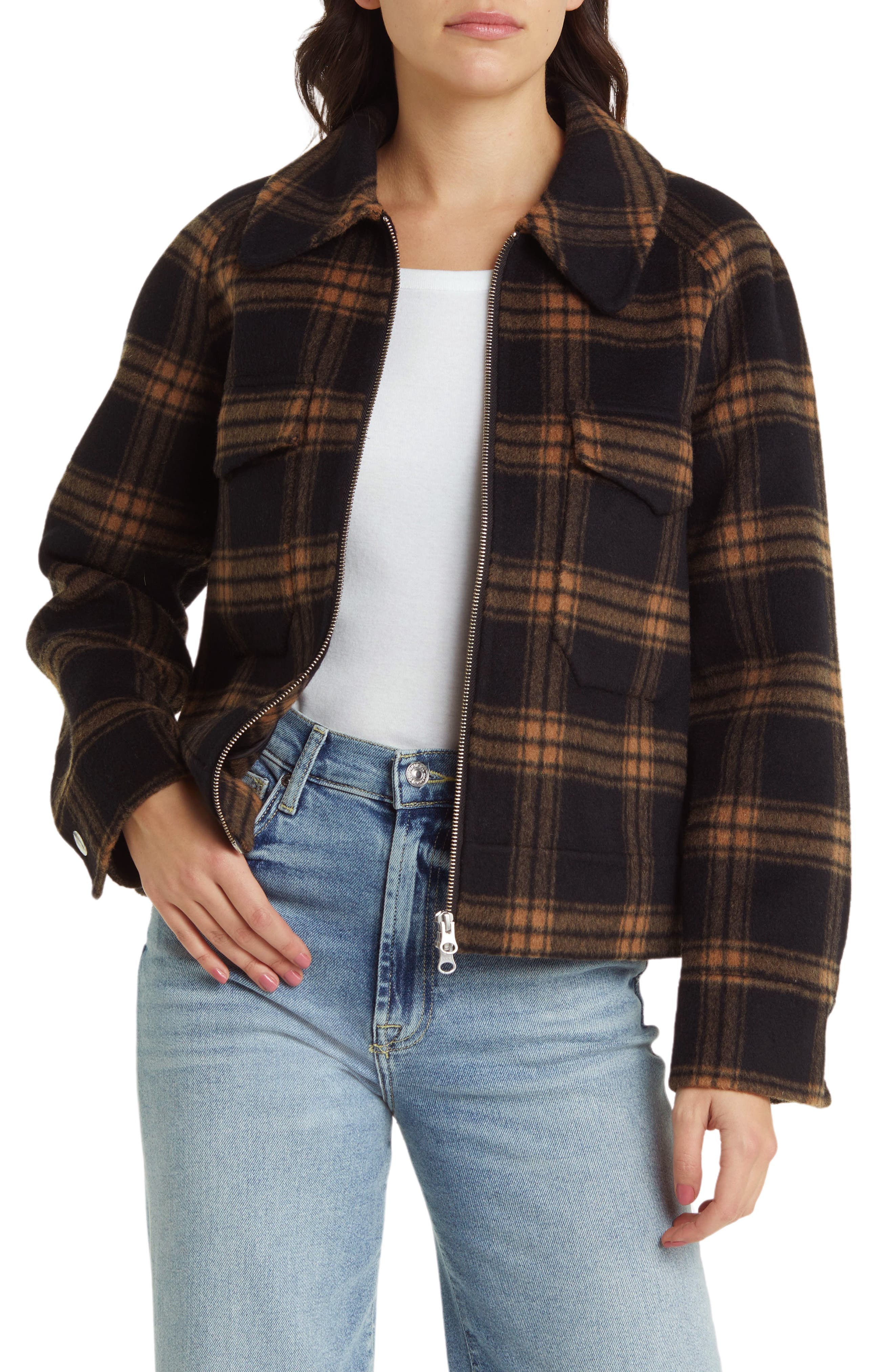 Cheyenne Plaid Brushed Wool Blend Coat - image 1