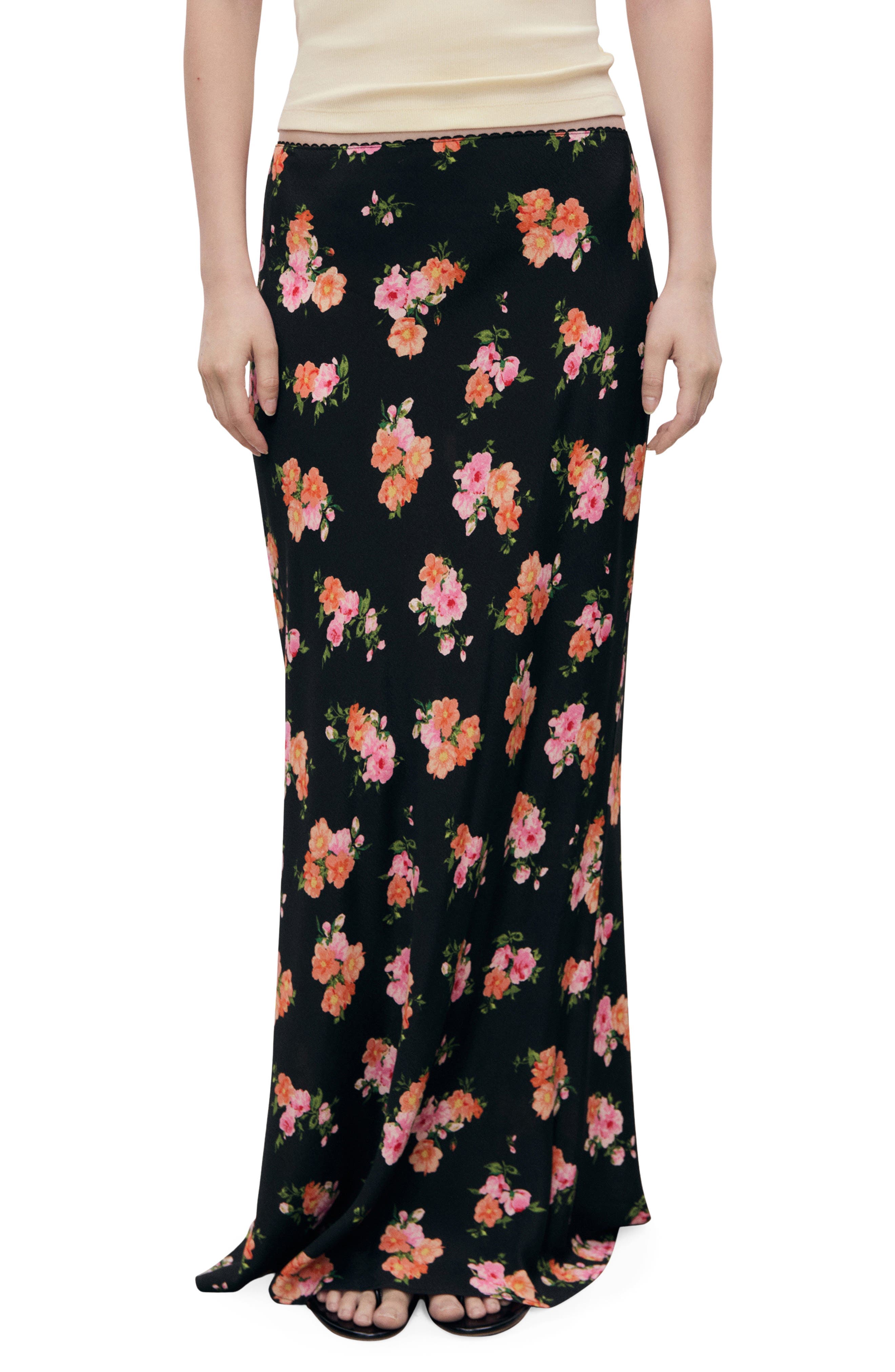Lace Trim Floral Skirt - image 1