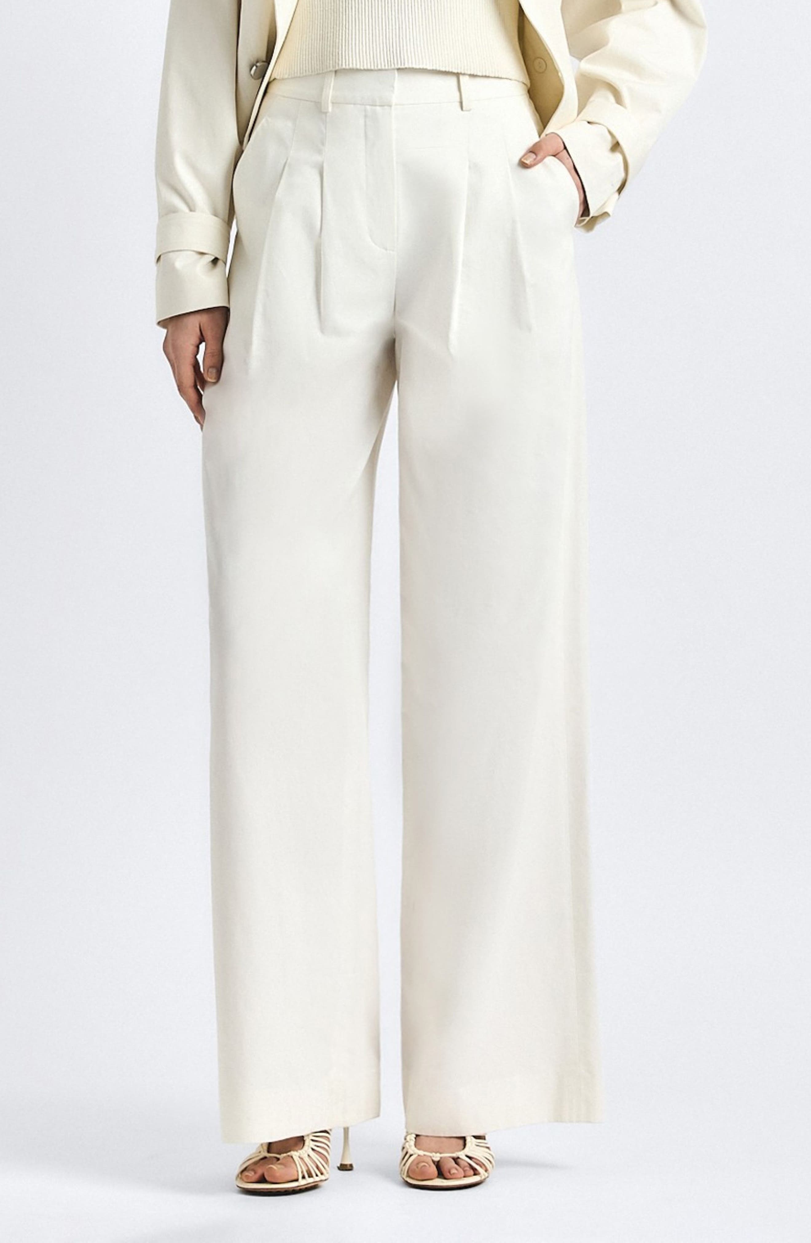 Juliana Pleated Wide Leg Twill Pants - image 1
