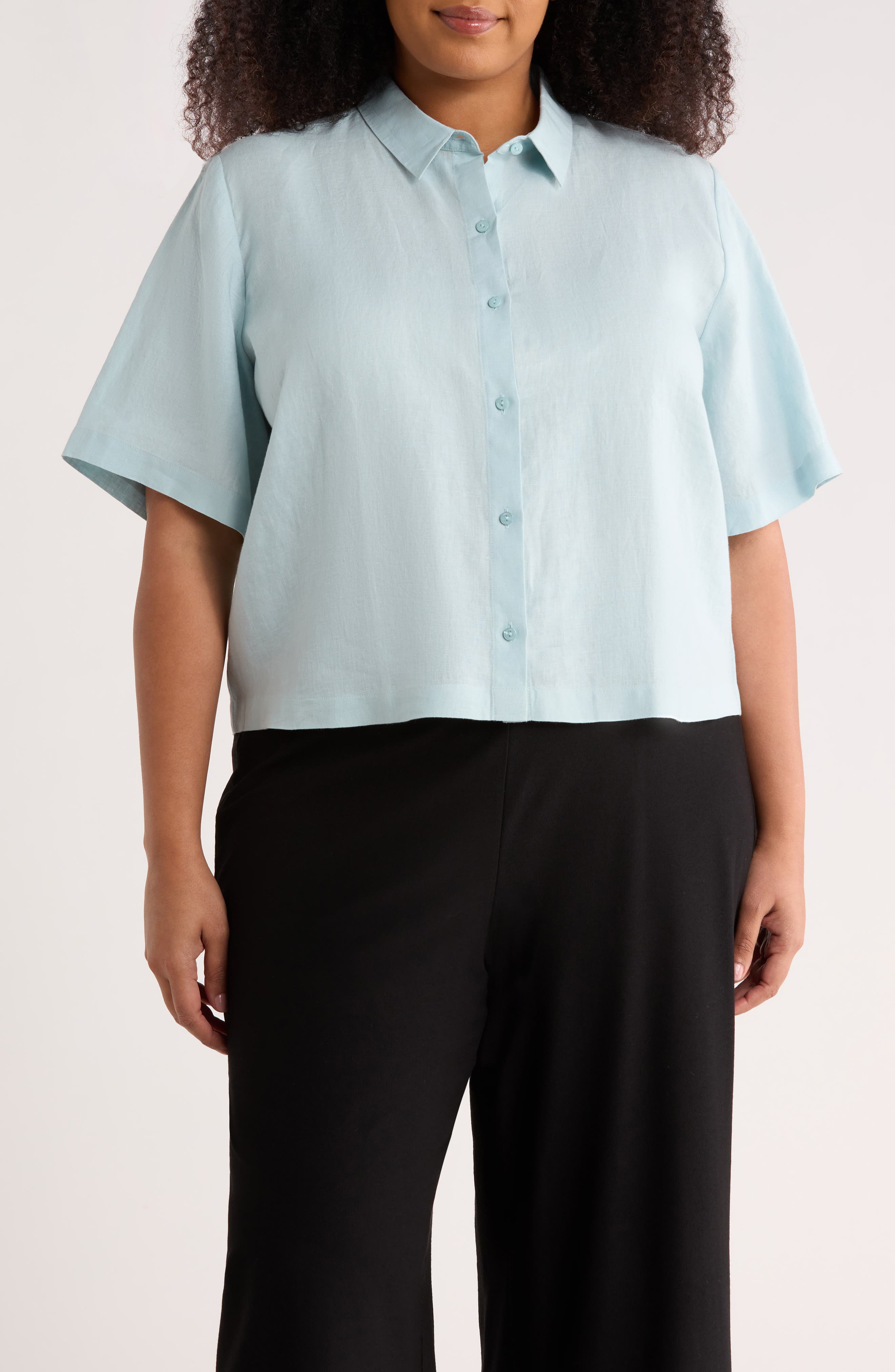 Short Sleeve Organic Linen Button-Up Shirt - image 1