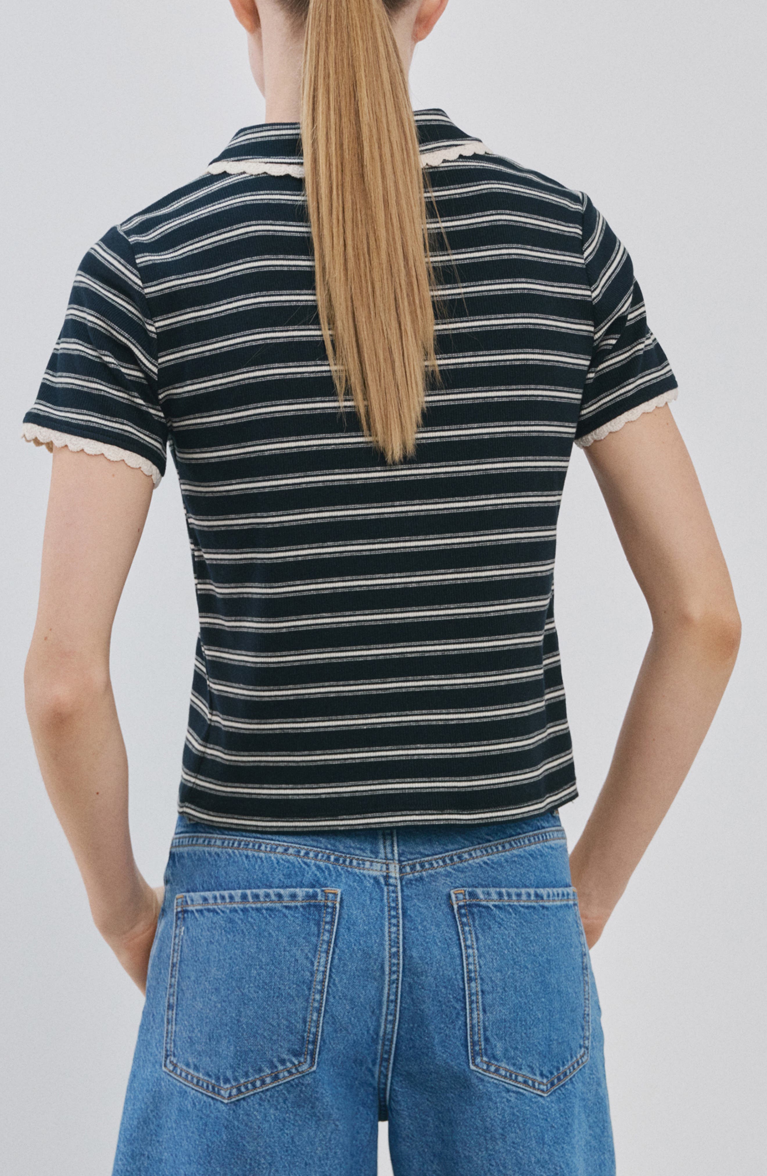 Stripe Scallop Collar Polo - image 2