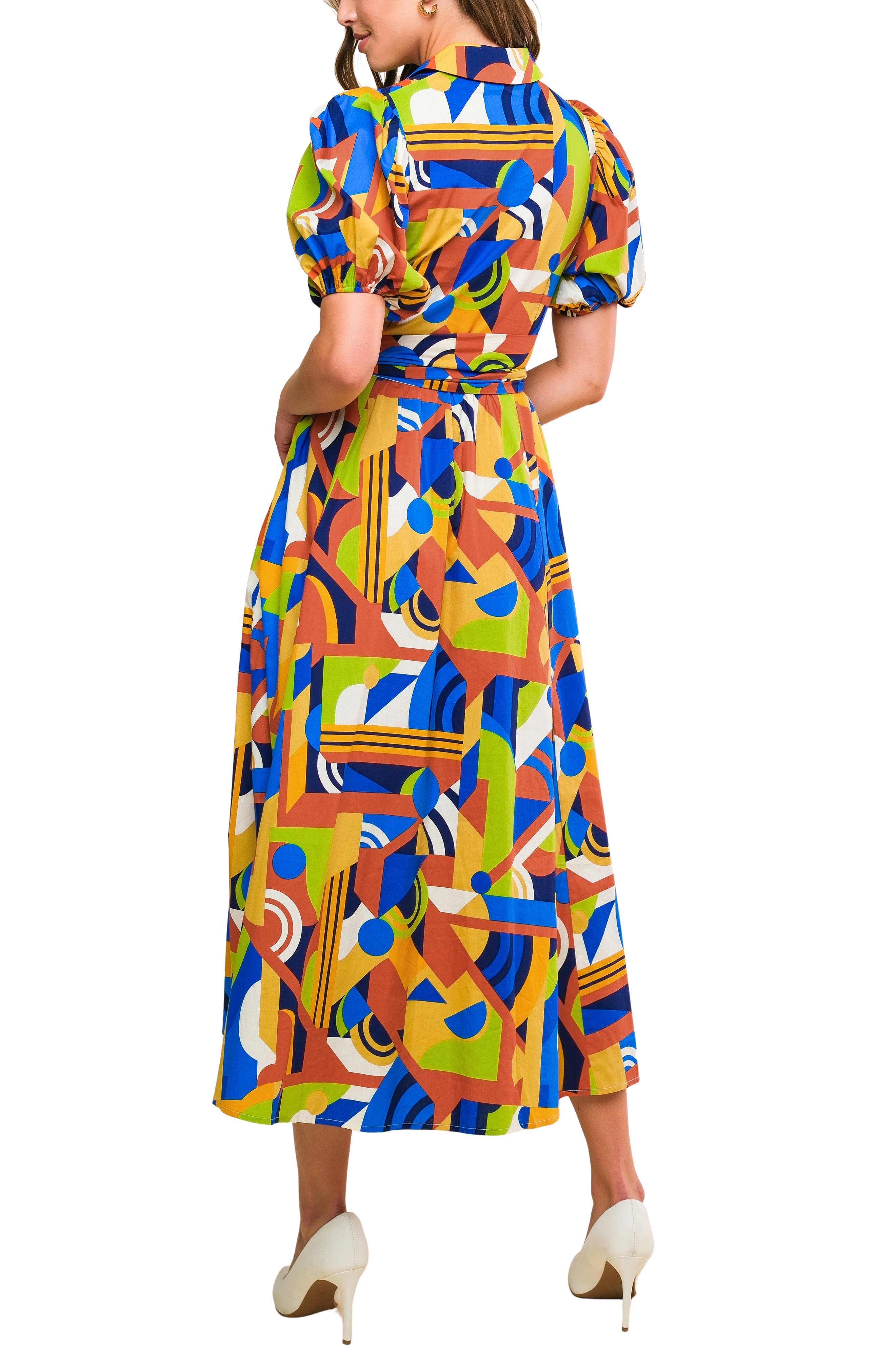 Print Cotton Fit & Flare Midi Dress - image 2