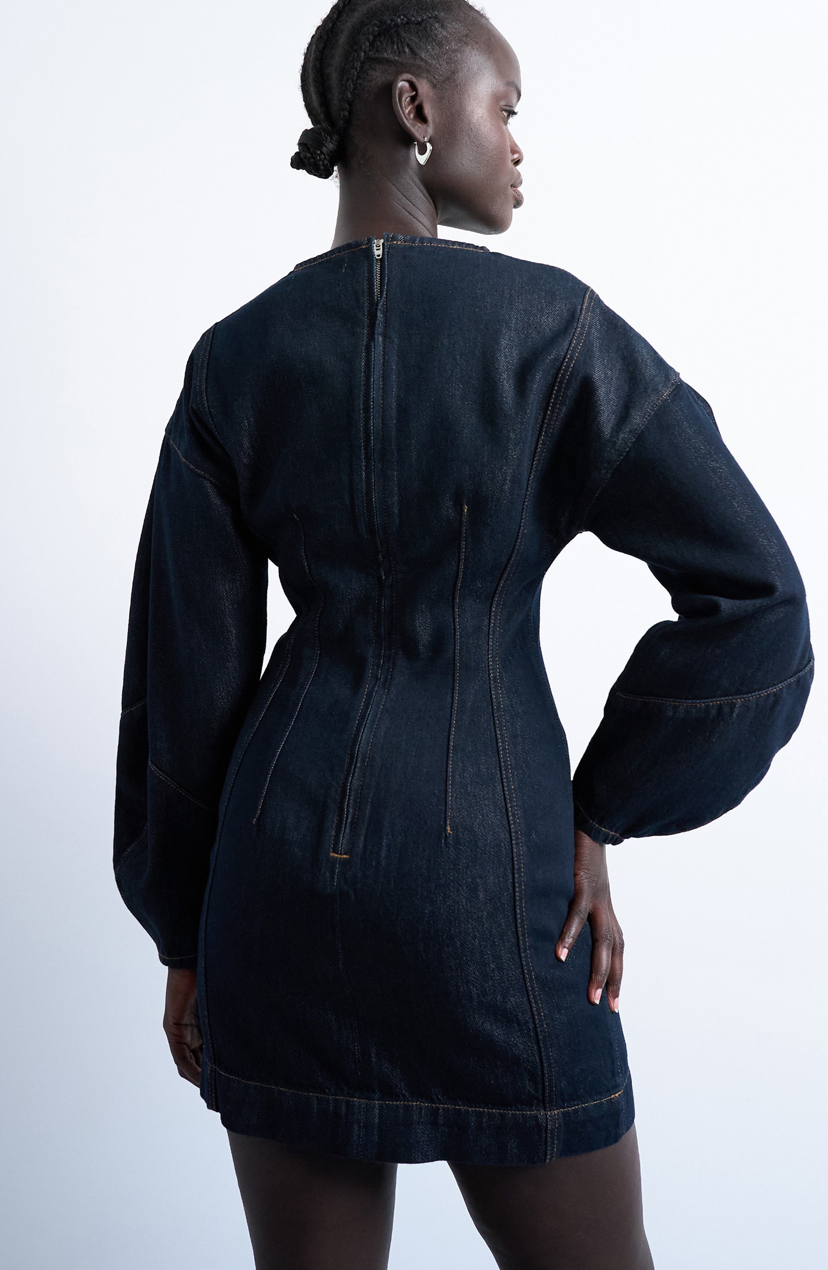 Long Sleeve Denim Minidress - image 2