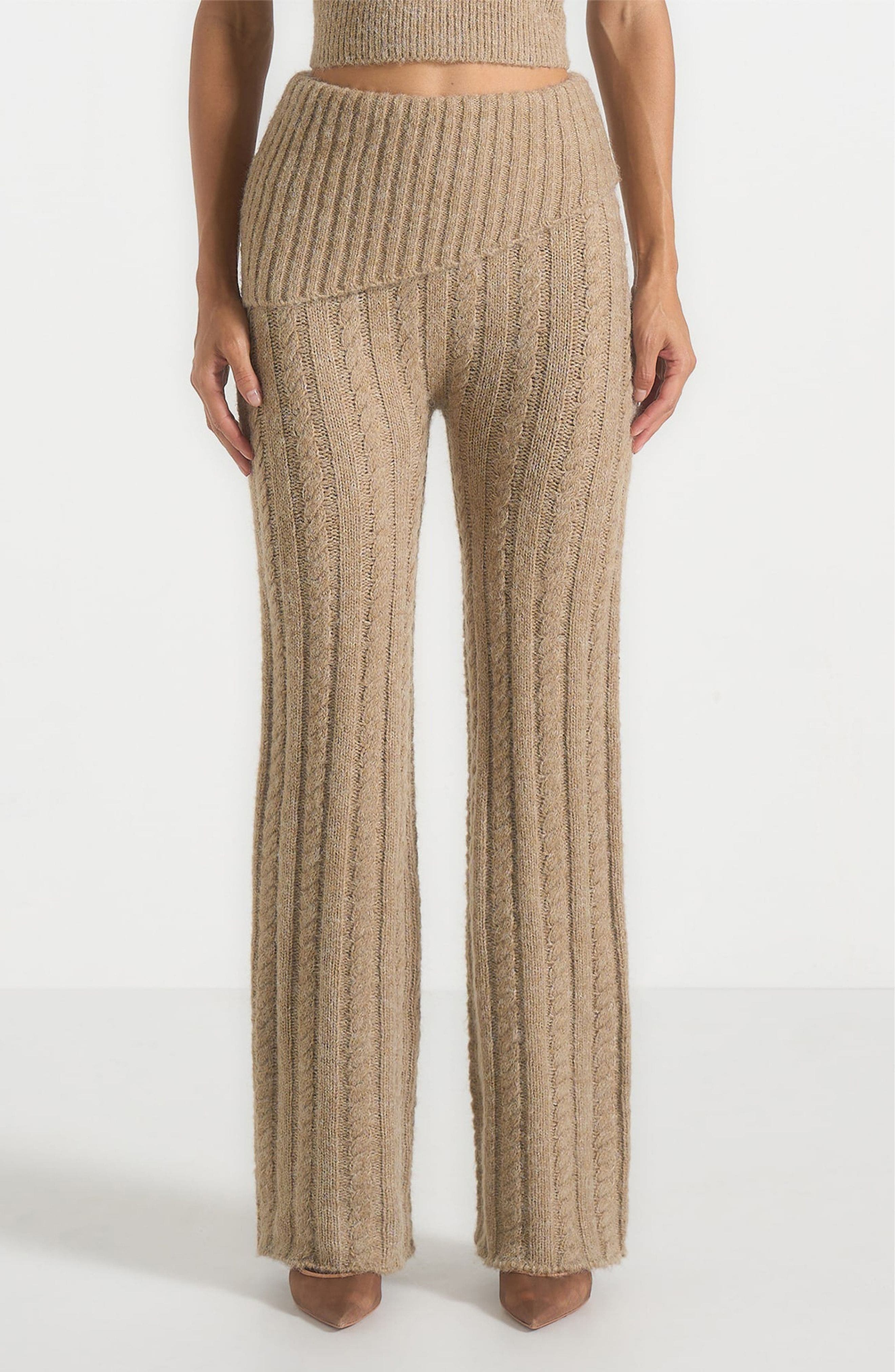 Elvy Cable Knit Foldover Fit & Flare Bottoms - image 1