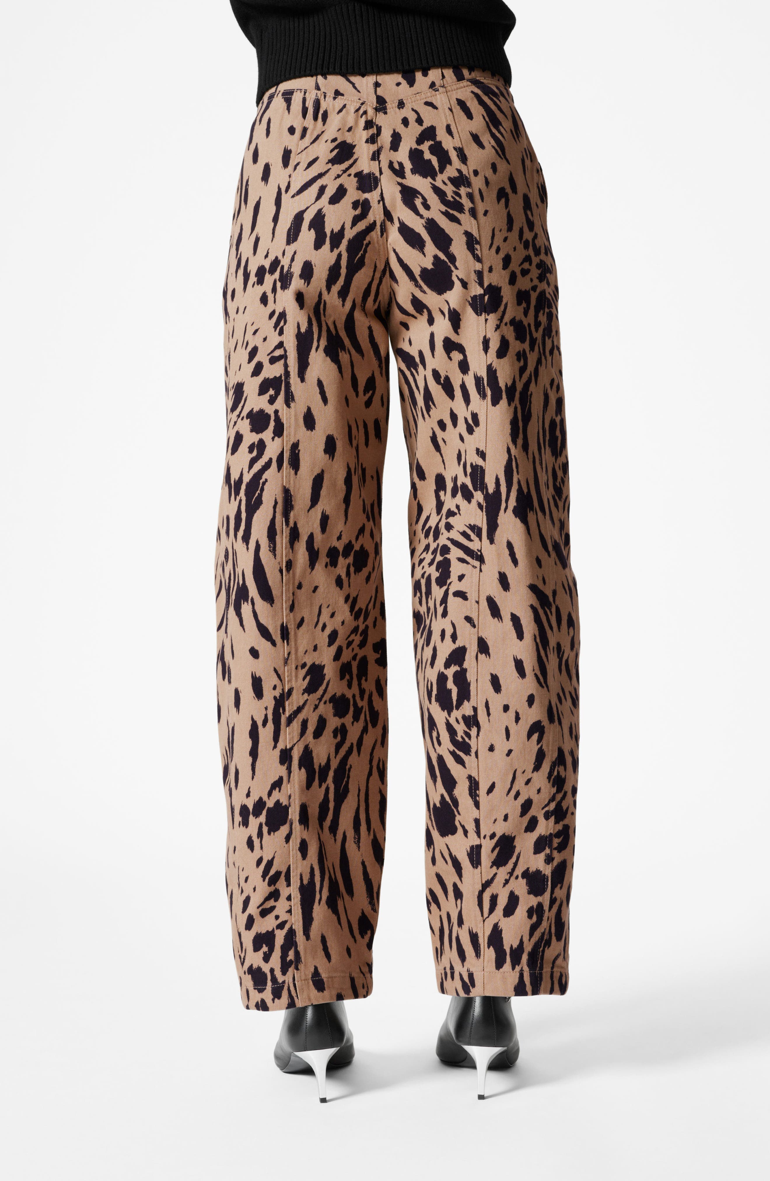 Leopard Print Barrel Leg CottonPants - image 2