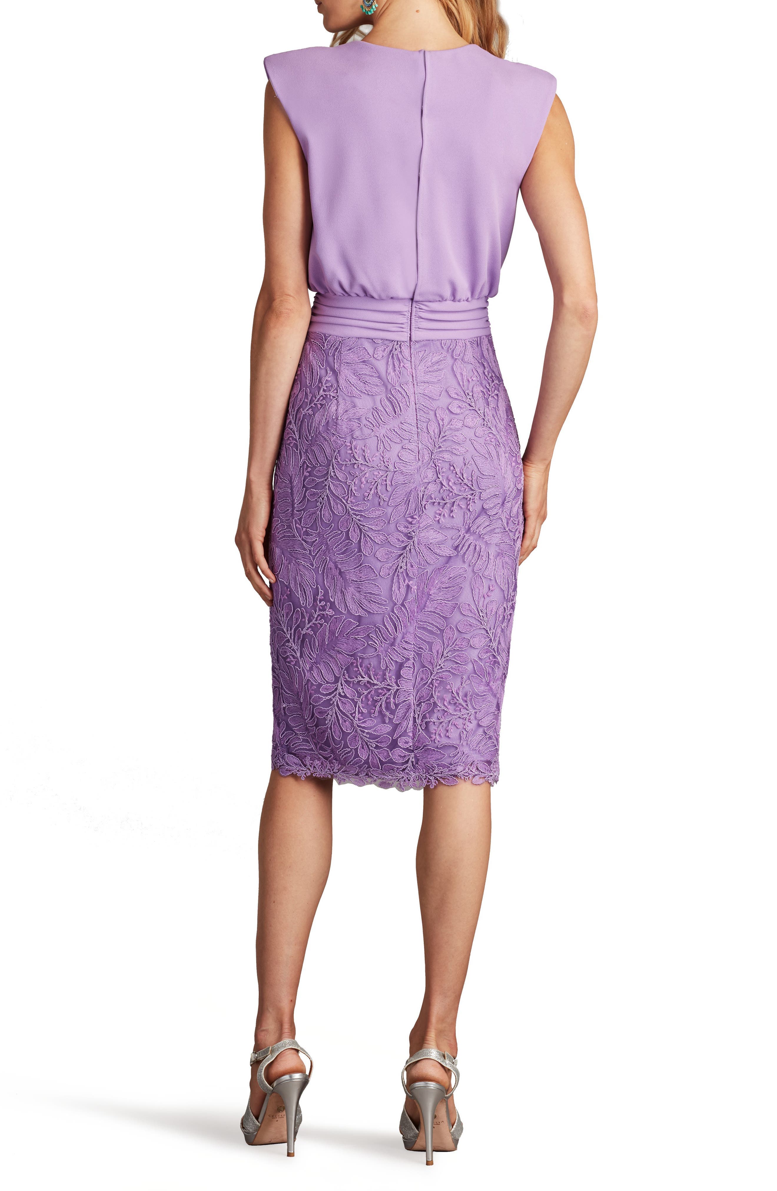 Pleat Detail & Embroidery Sleeveless Cocktail Dress - image 2