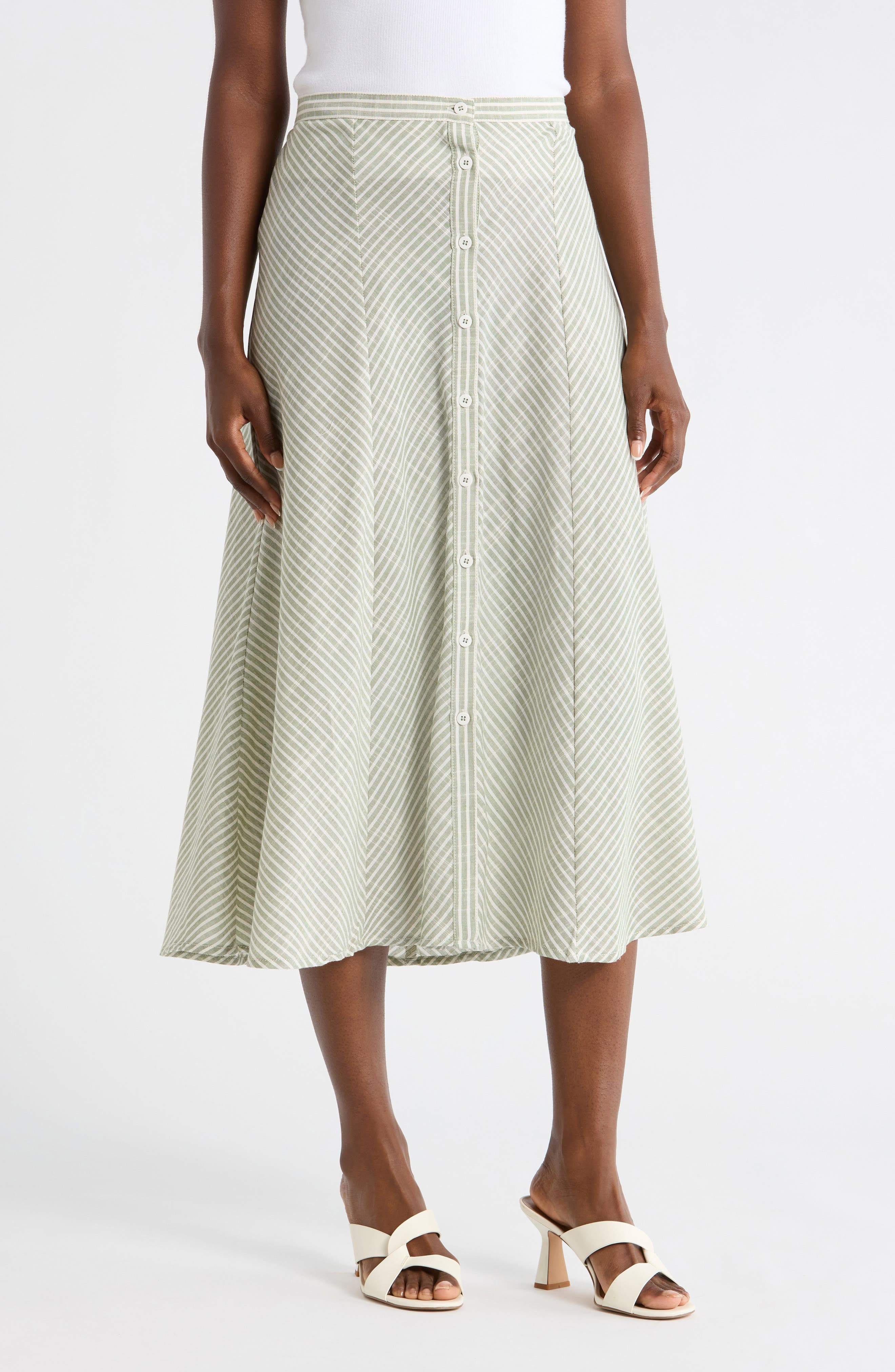 Stripe Button Front Maxi Skirt - image 2