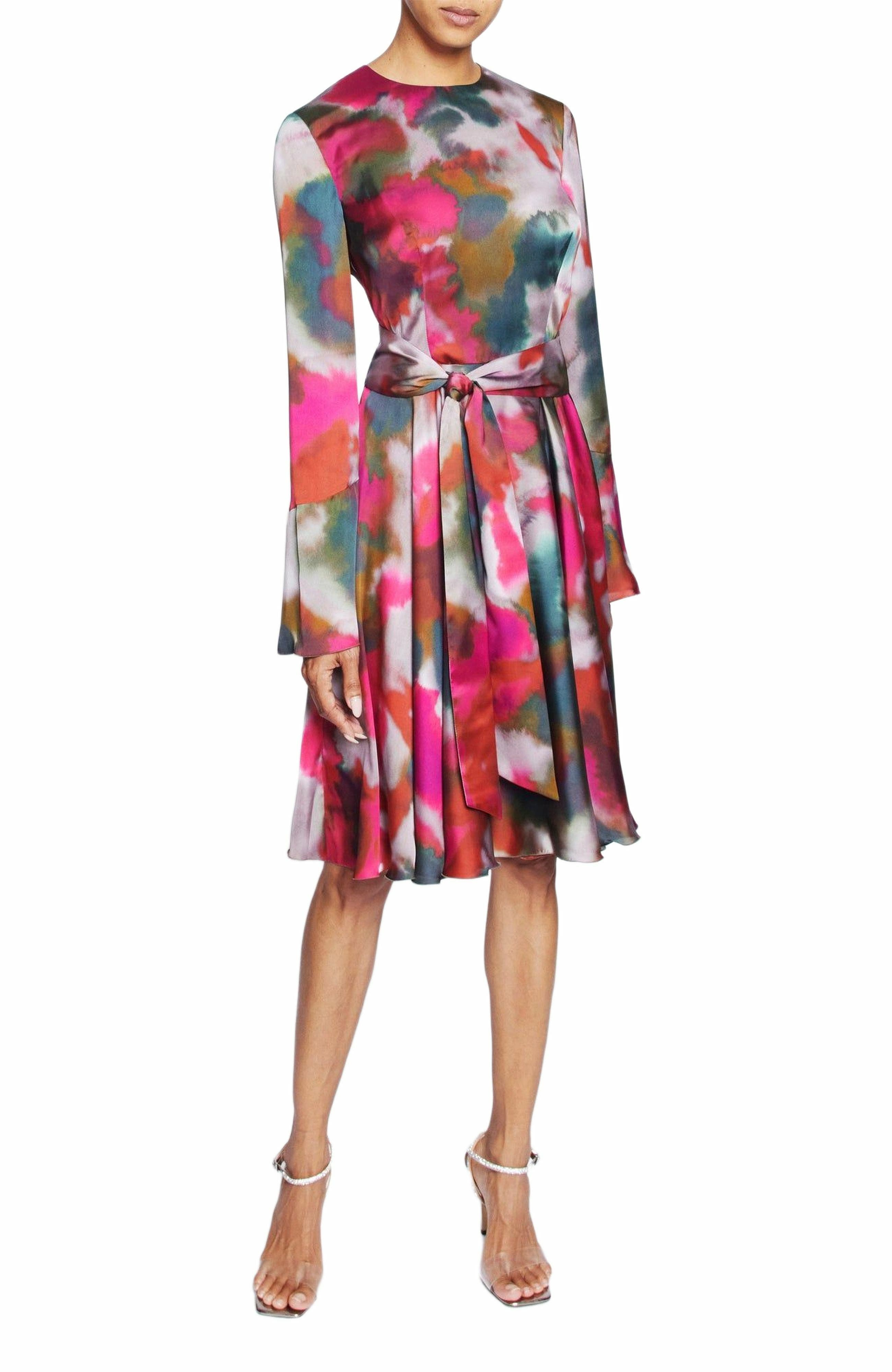 RONI Long Sleeve Knee Length Abstract Printed Flared Dress - image 2