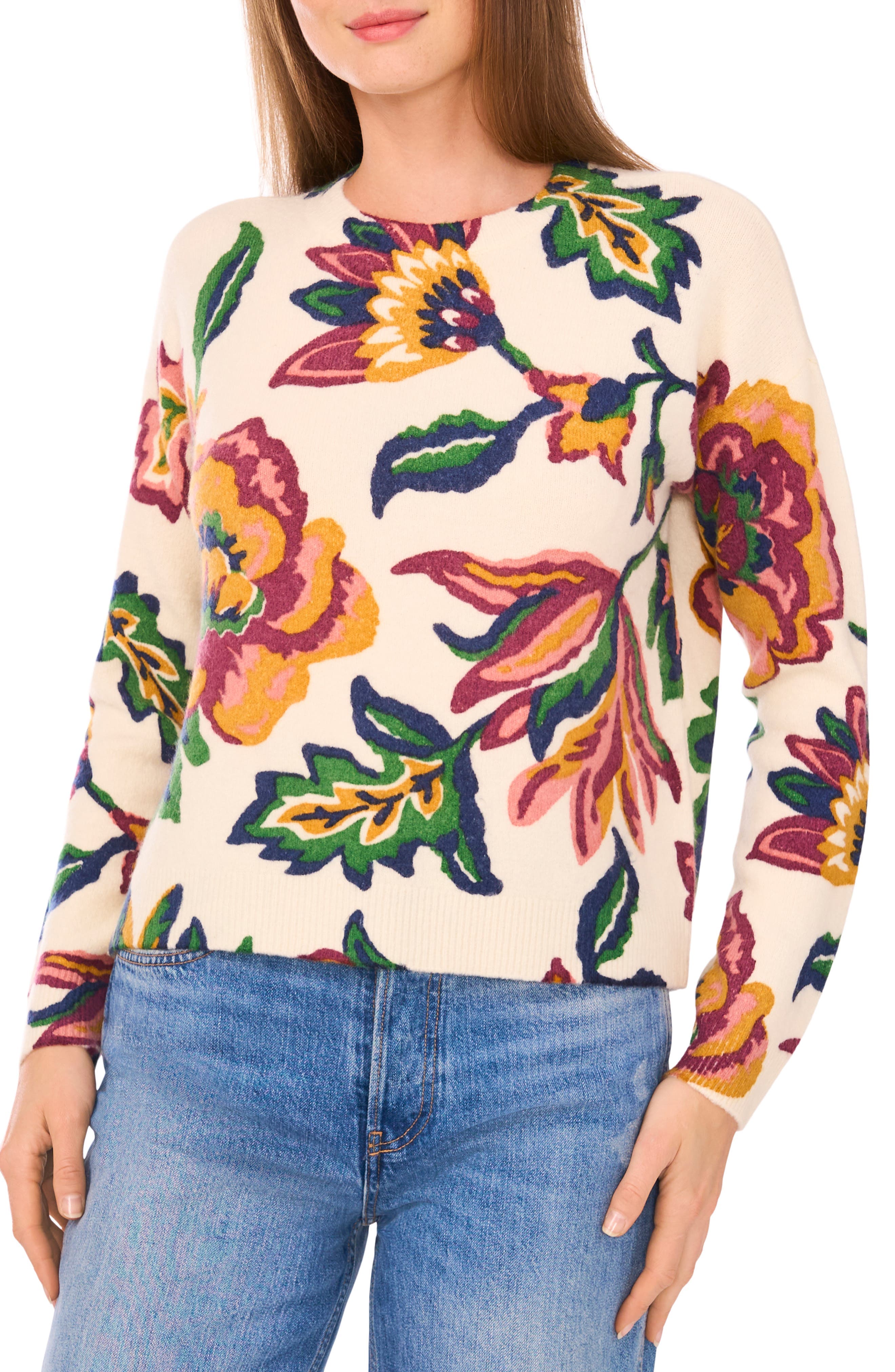 Floral Jacquard Sweater - image 1