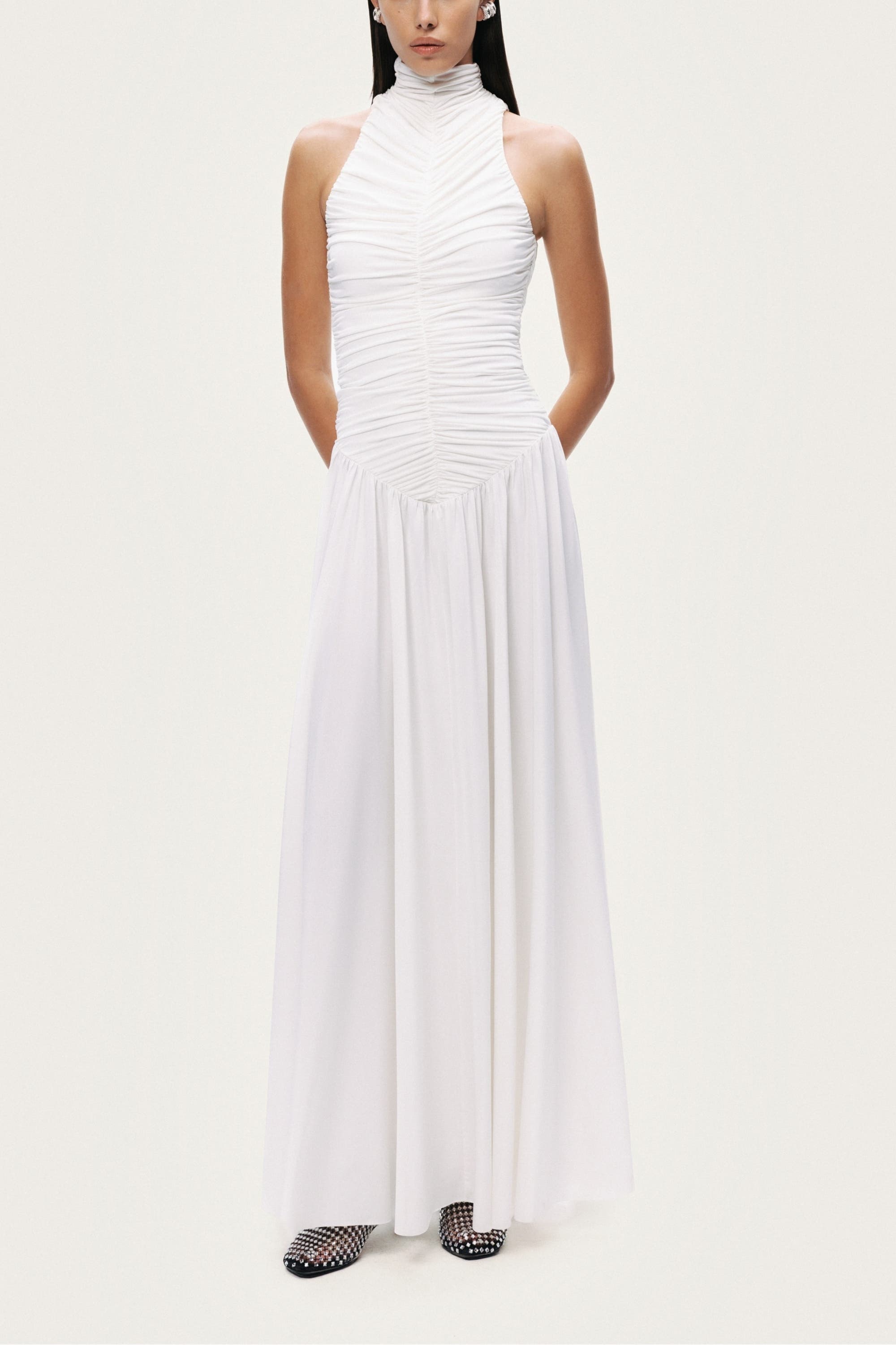 Ruched High-Neck Maxi Dress - image 1