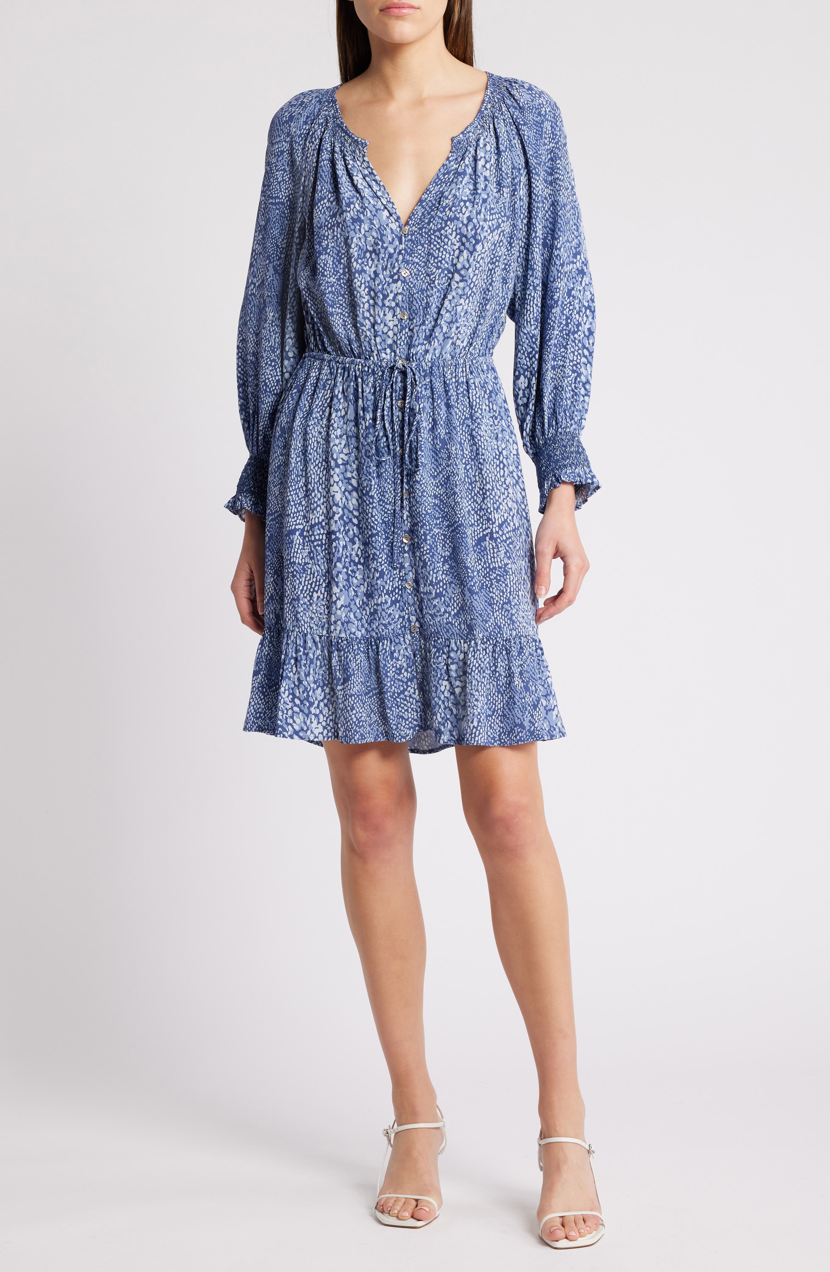 Eliza Snakeskin Print Long Sleeve Dress - image 1
