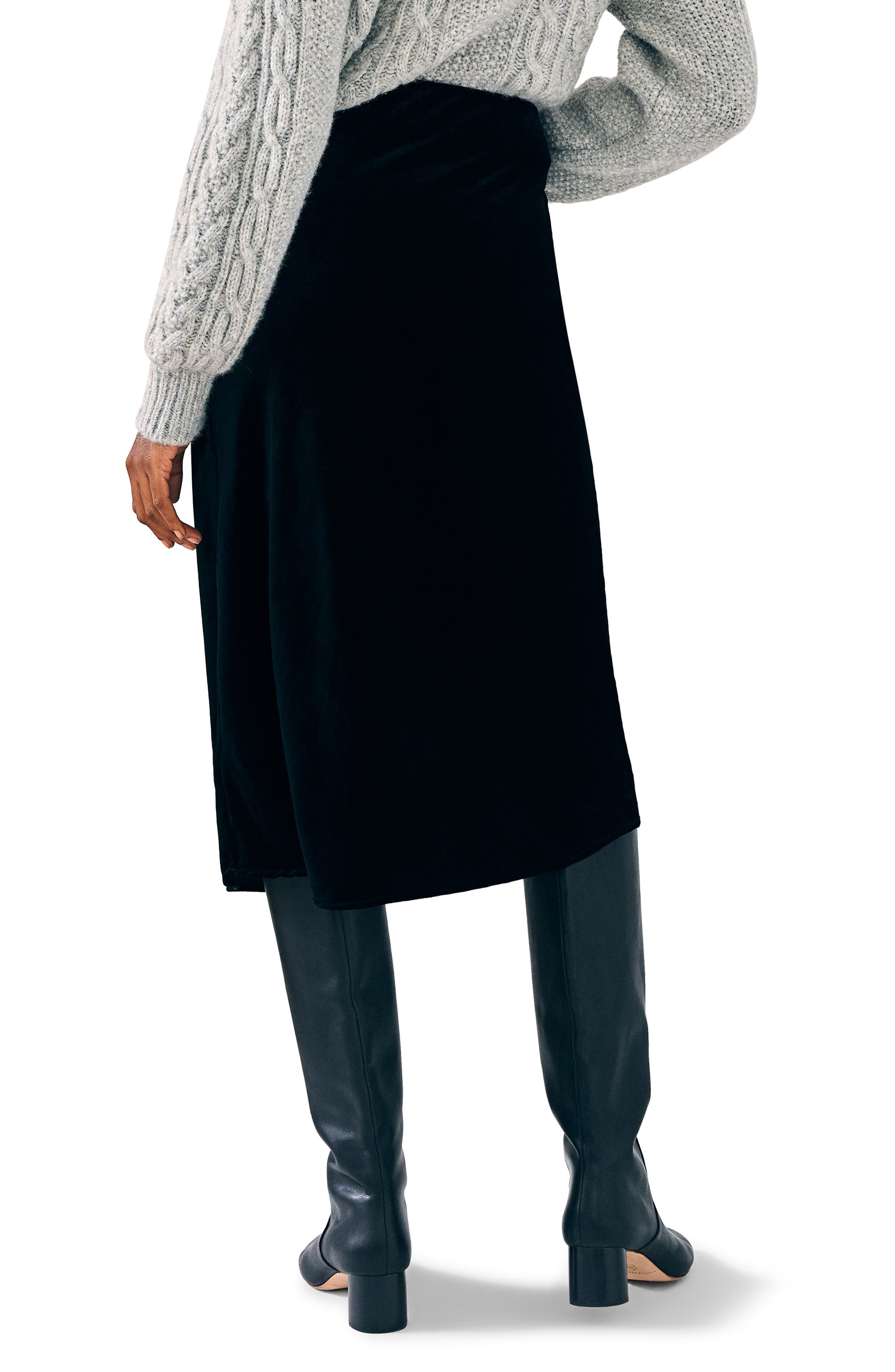 Stretch Velvet Midi Skirt - image 2