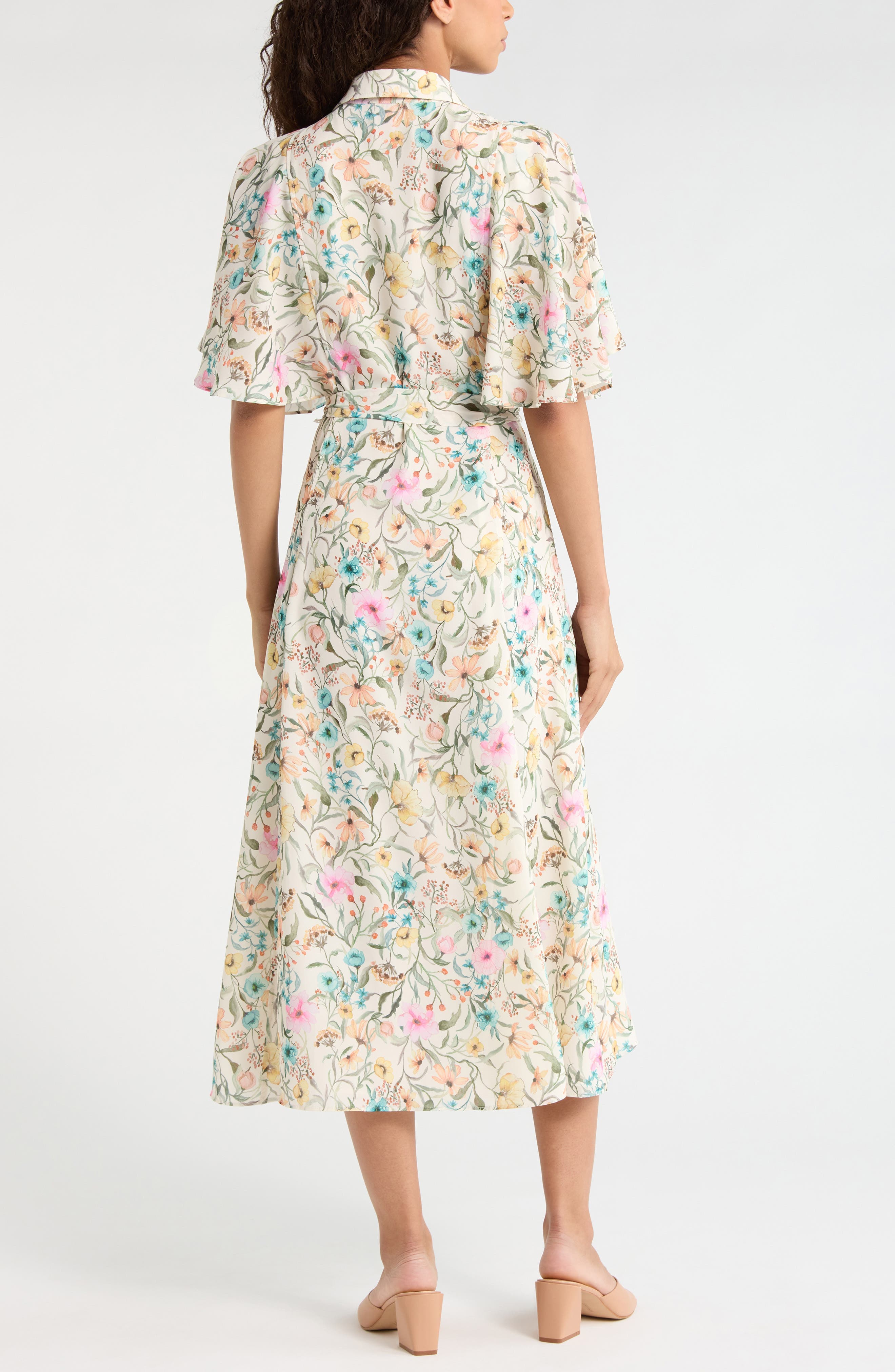 Print Flutter Sleeve Maxi Dress - image 2