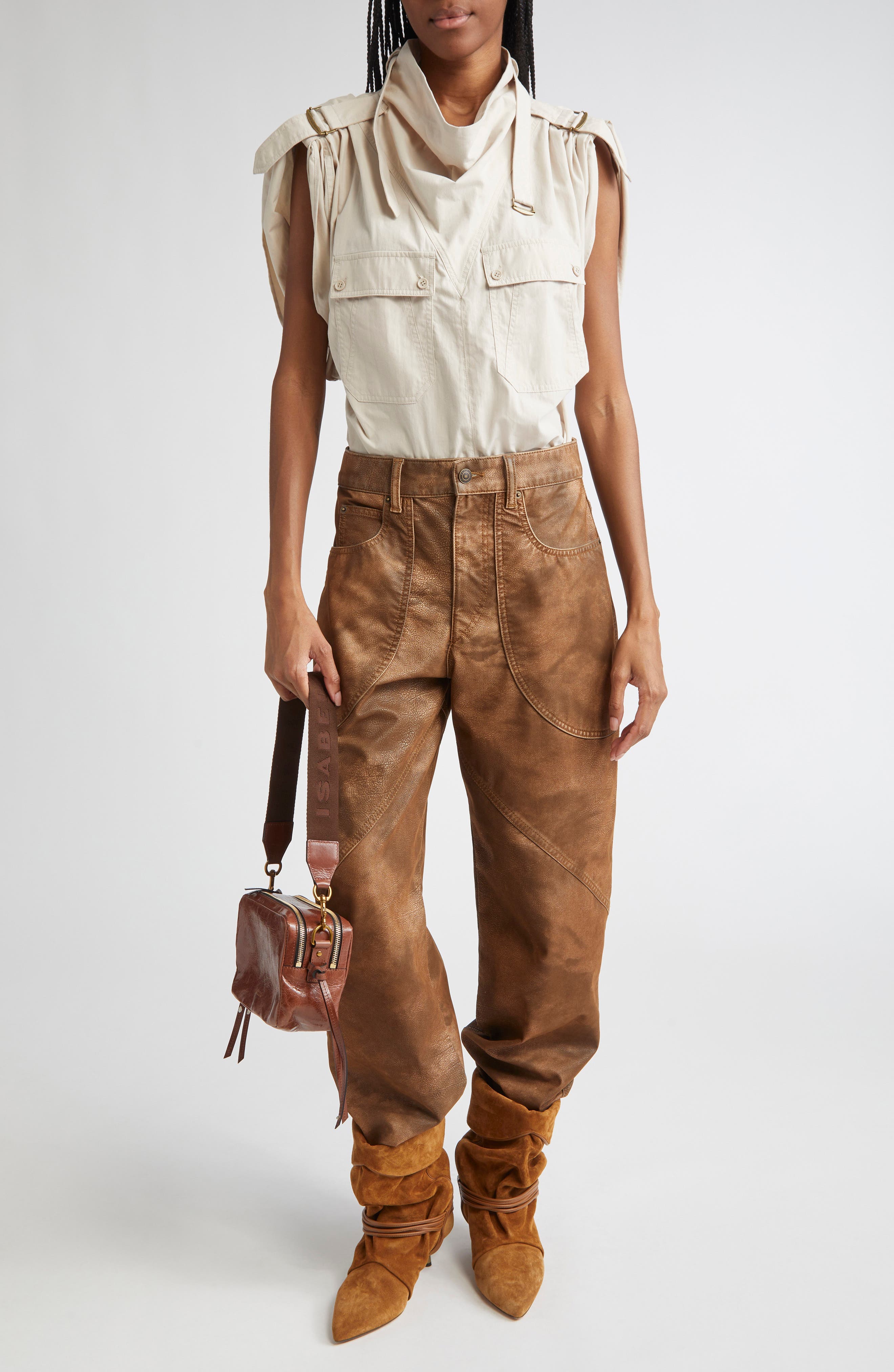 Nemia Buckle Detail Cotton Blend Top - image 2