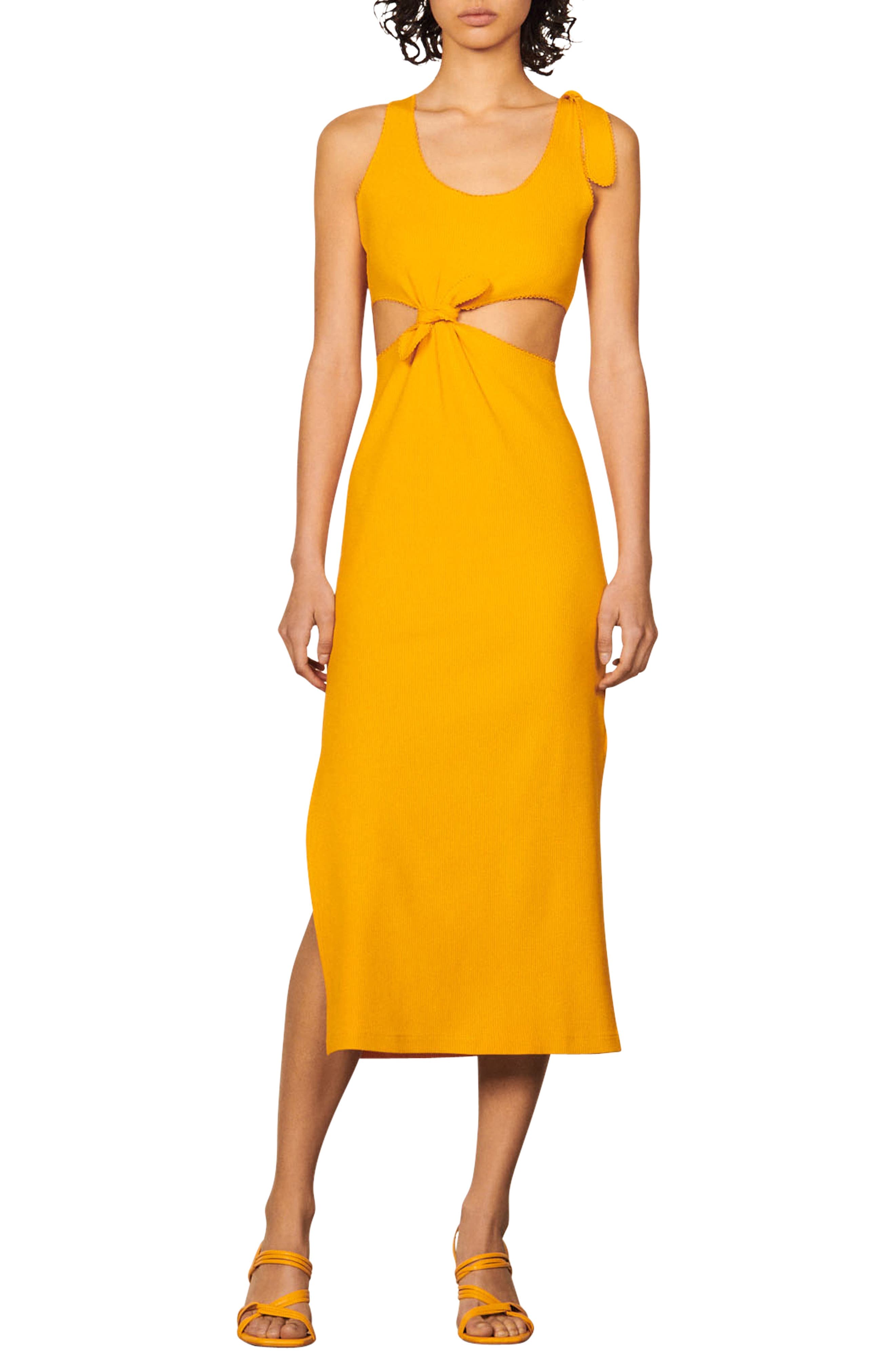 Lolie Knotted Waist Cutout Midi Dress - image 1